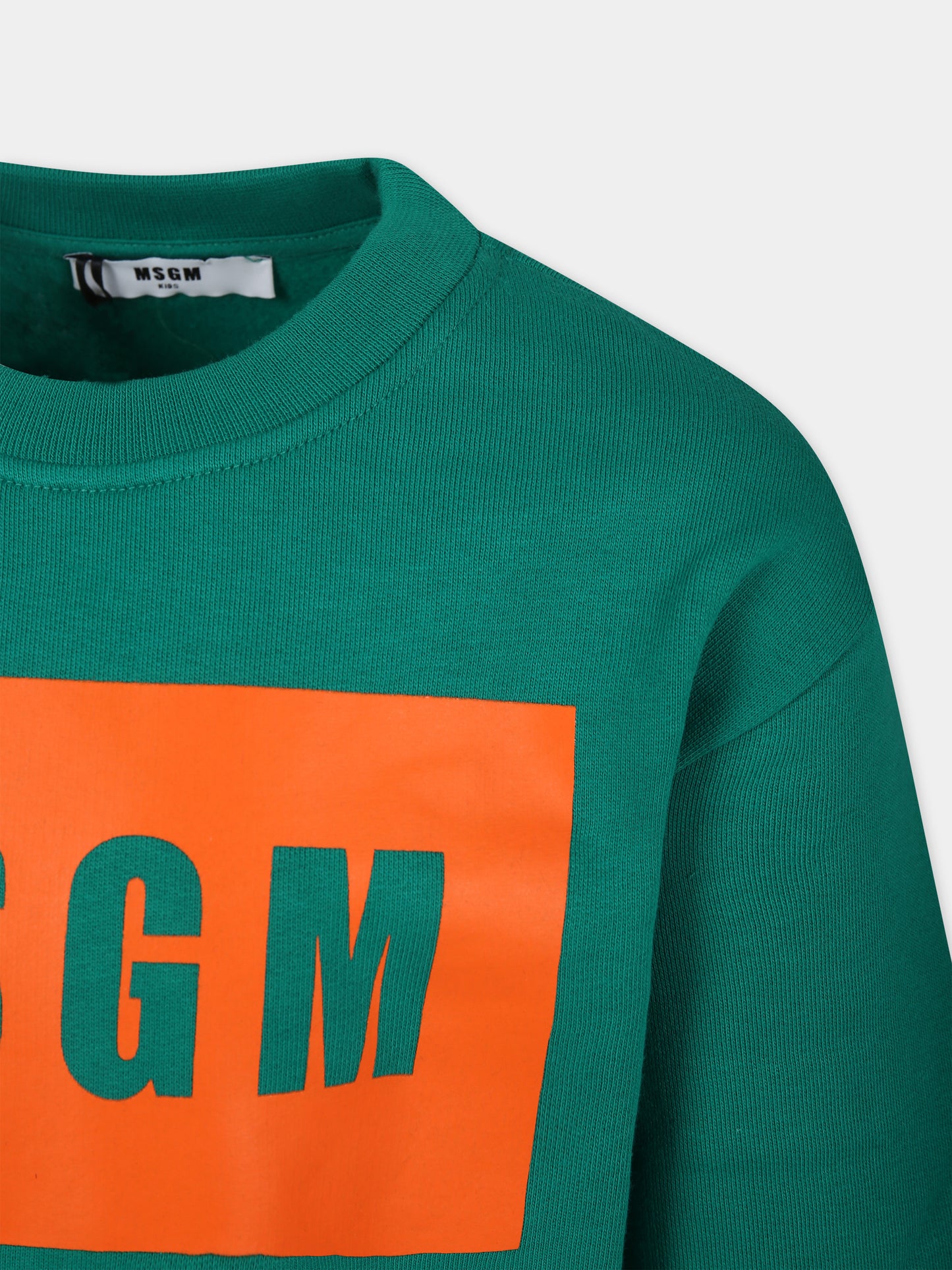Felpa verde per bambina con logo,Msgm Kids,F3MSJUSW021 080