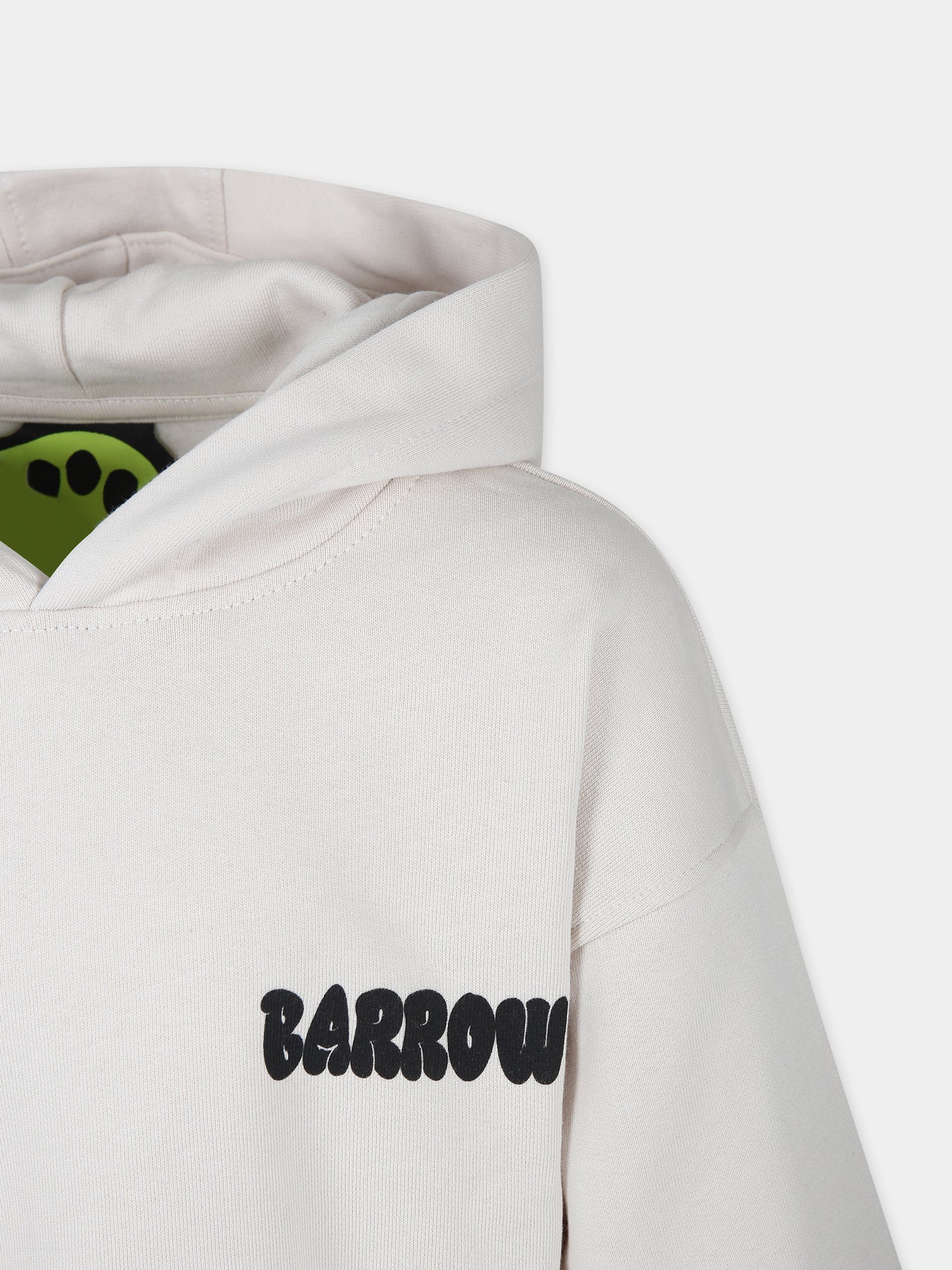 Felpa beige per bambina con logo e smile,Barrow,F3BKJGHS097 BW009