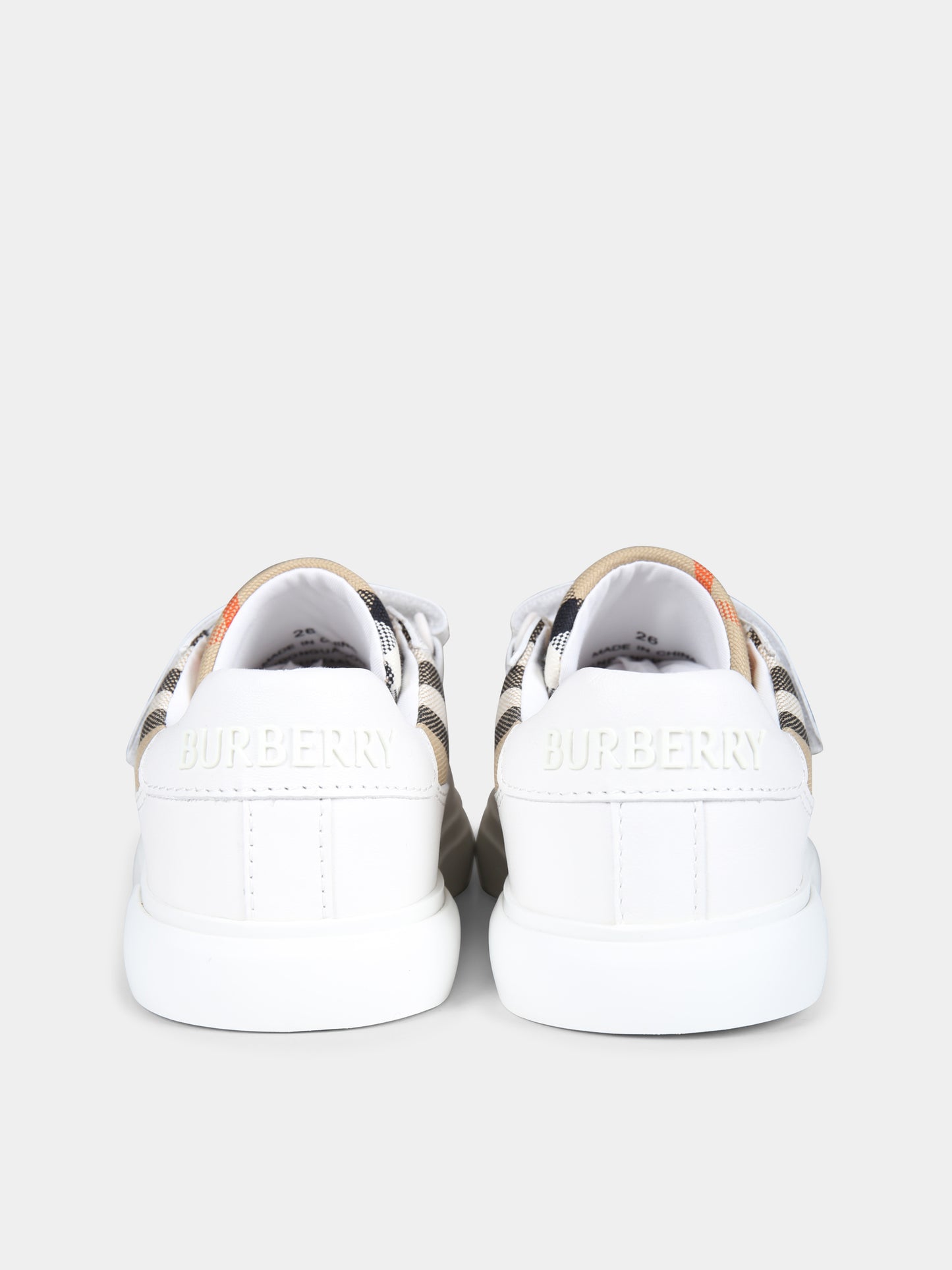 Sneakers bianche per bambini con check vintage,Burberry Kids,8089231 B9368