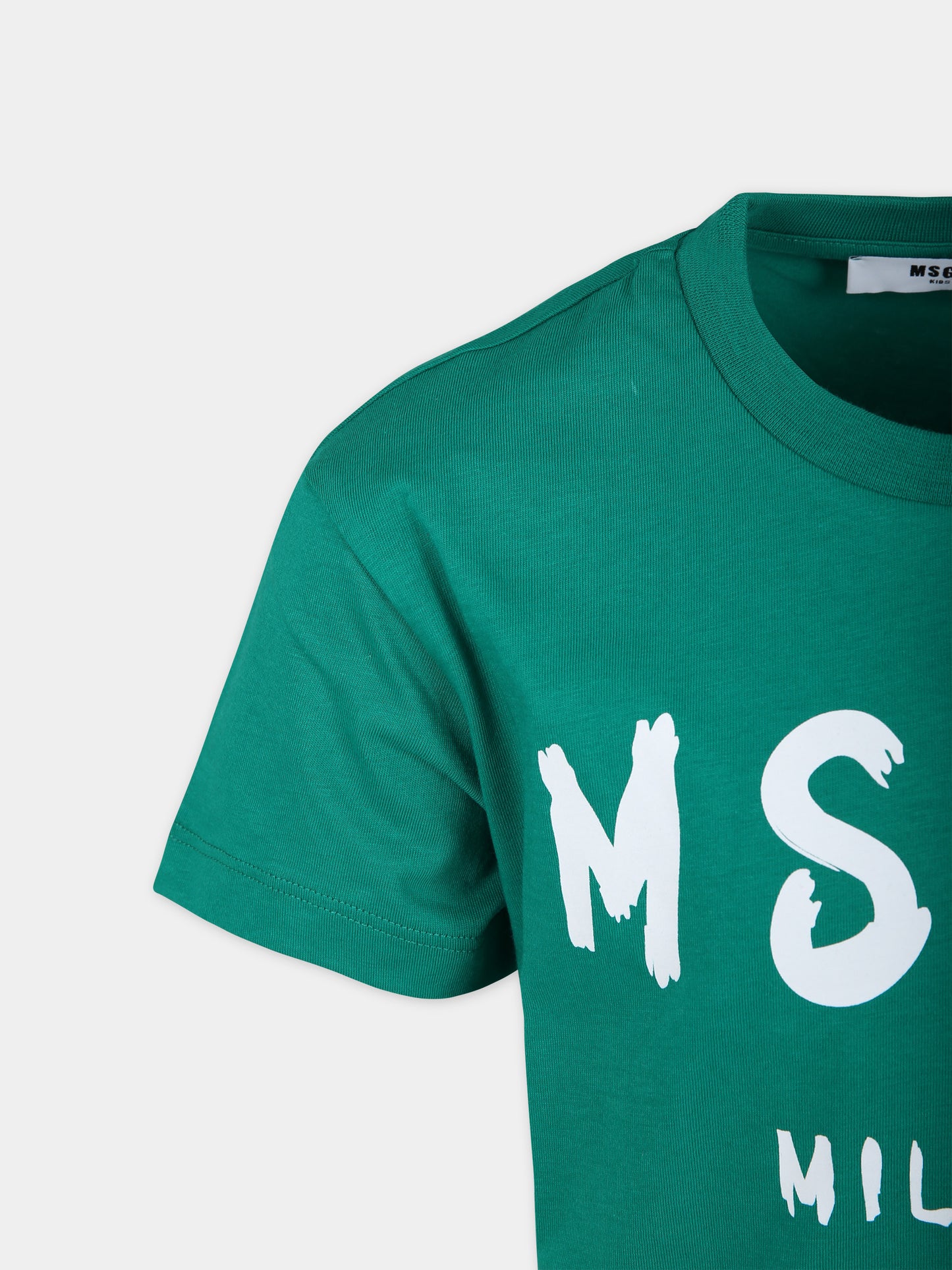 T-shirt verde per bambina con logo,Msgm Kids,F3MSJUTH011 080
