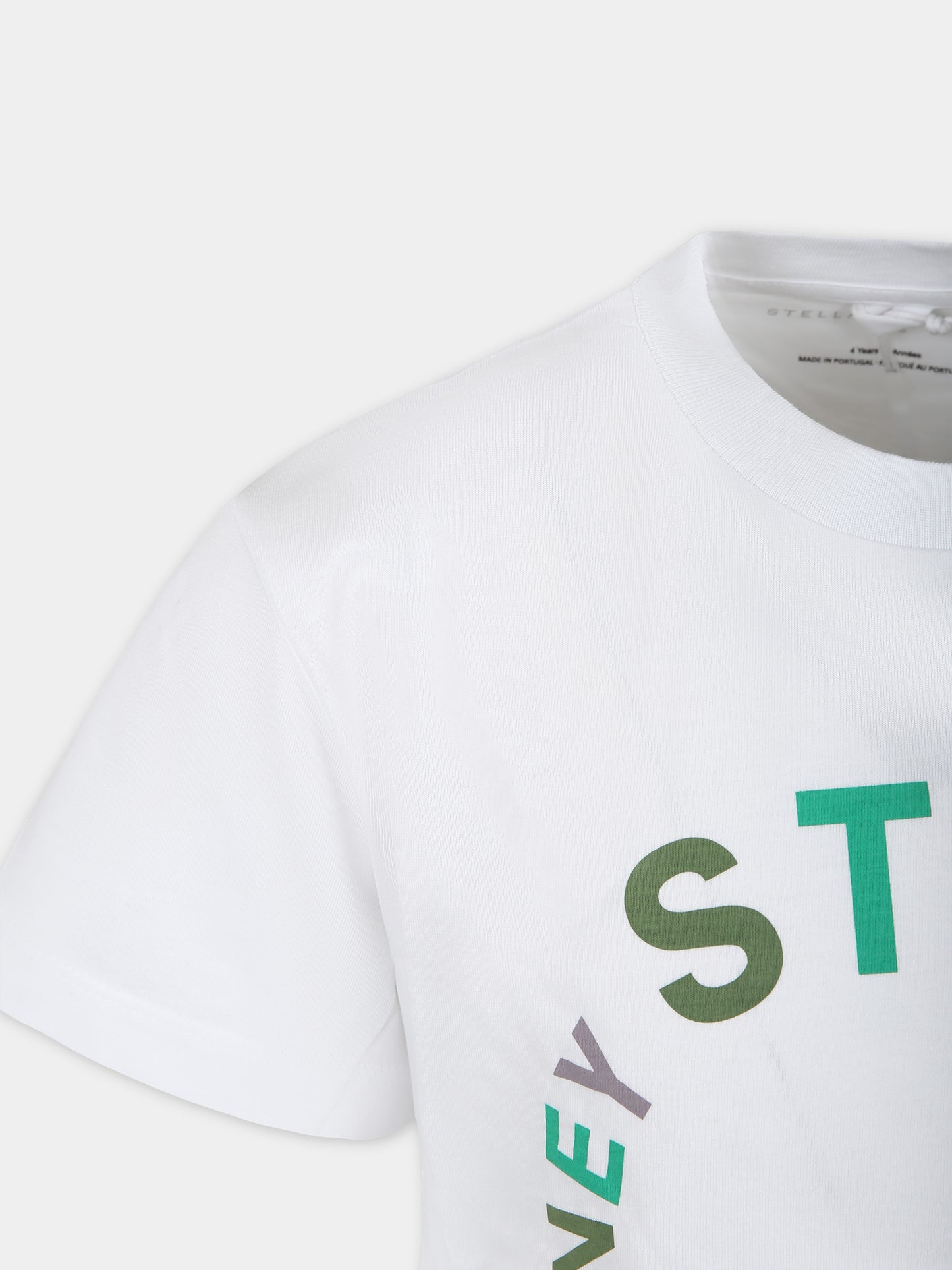 T-shirt bianca per bambini con logo multicolor,Stella Mccartney Kids,TT8S31 Z0434 100