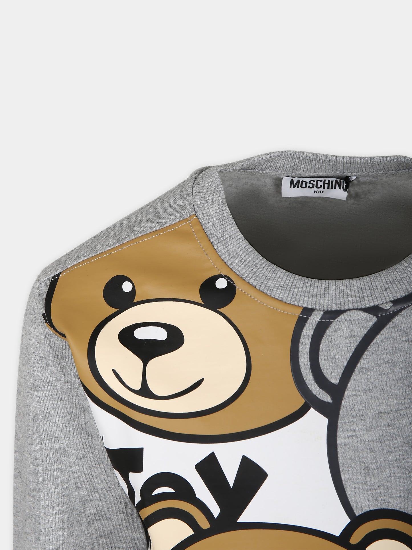 Felpa grigia per bambino con Teddy Bears e logo,Moschino Kids,HNF07H LCA58 60901