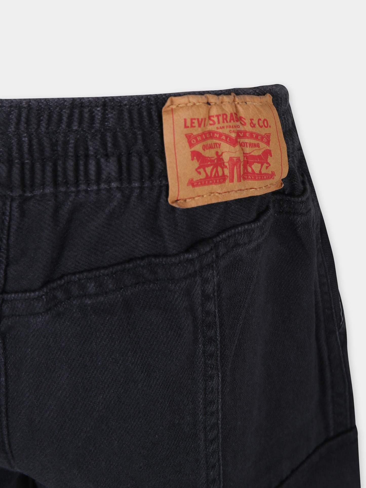 Jeans nero Wide Leg per bambina con patch logato,Levi's Kids,EL019 G52