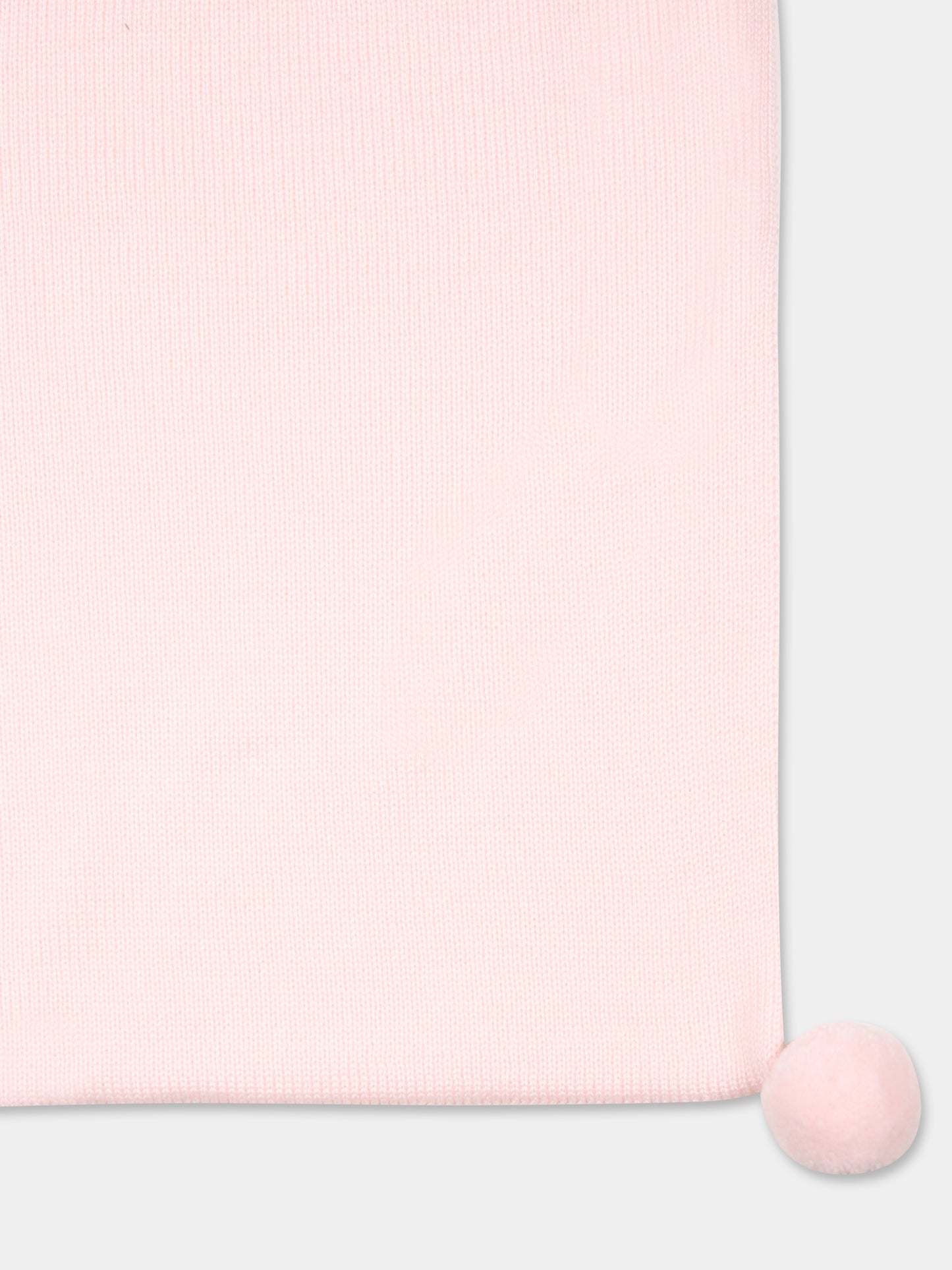 Coperta rosa per neonata con pom pon,Little Bear,9107 CIPRIA/LATTE