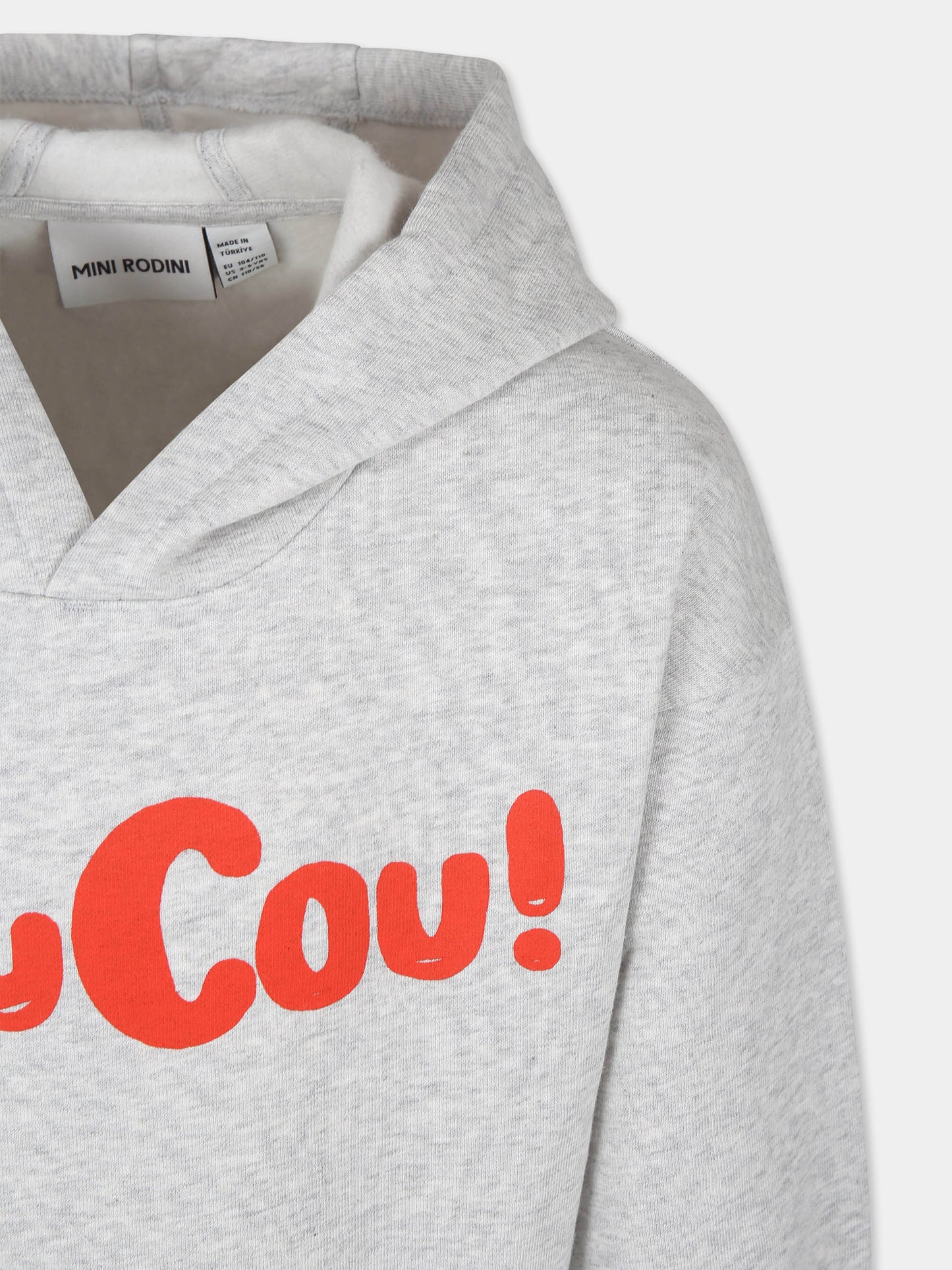 Felpa grigia per bambini con scritta rossa CouCou ,Mini Rodini,2472013094