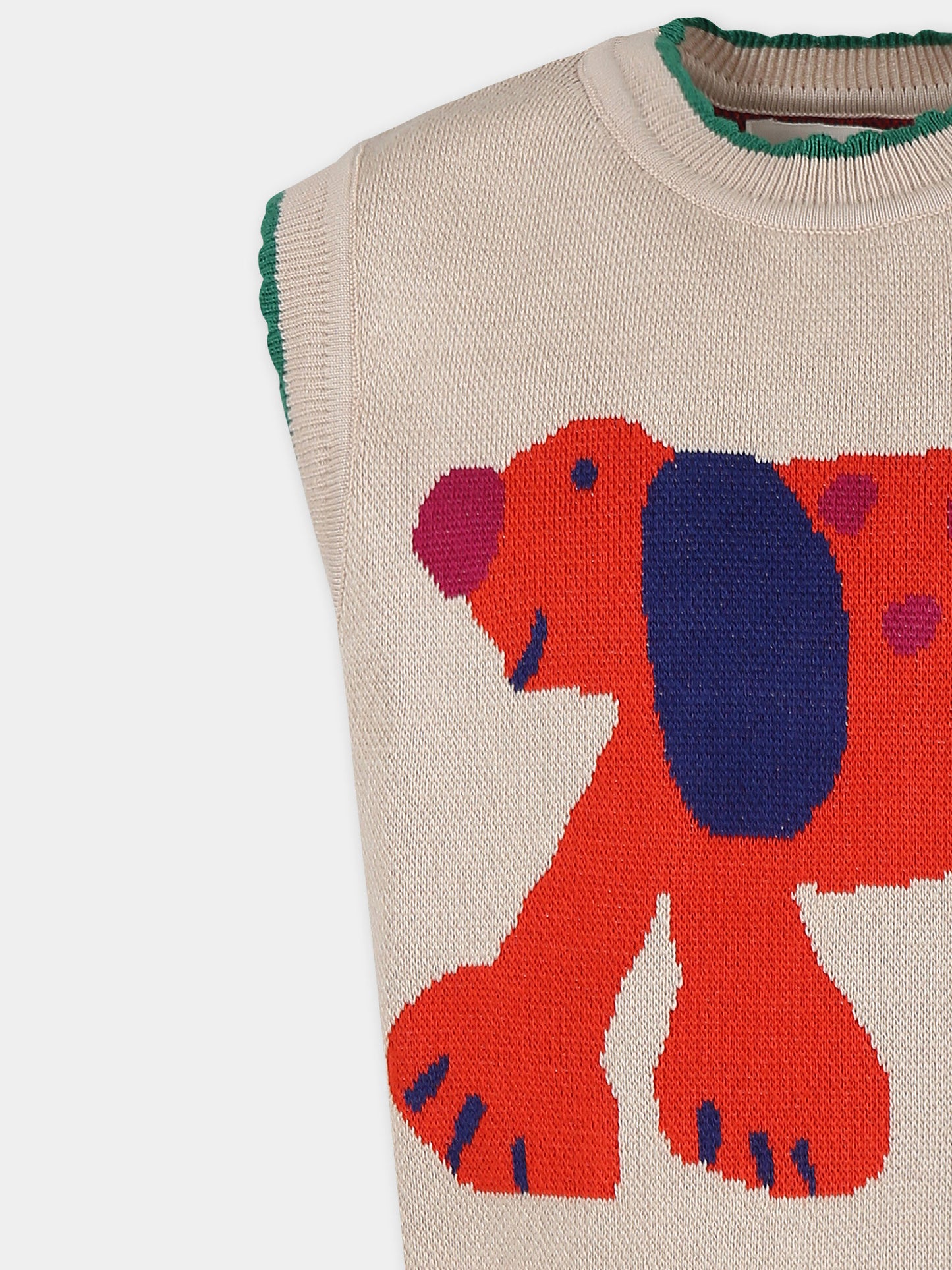 Maglia gilet beige per bambini con cane,Bobo Choses,B224AC113