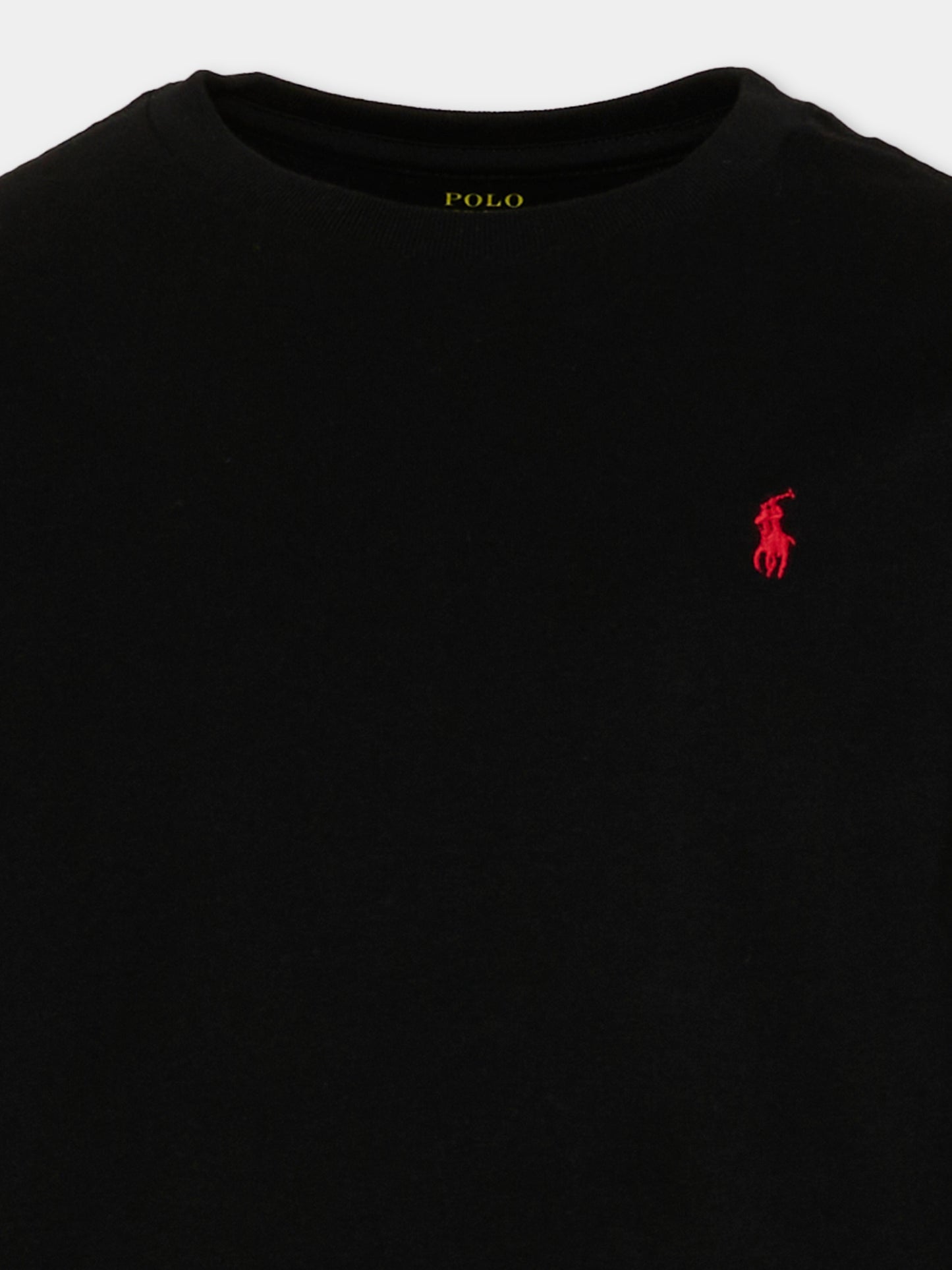 Black t-shirt for boy with red pony logo