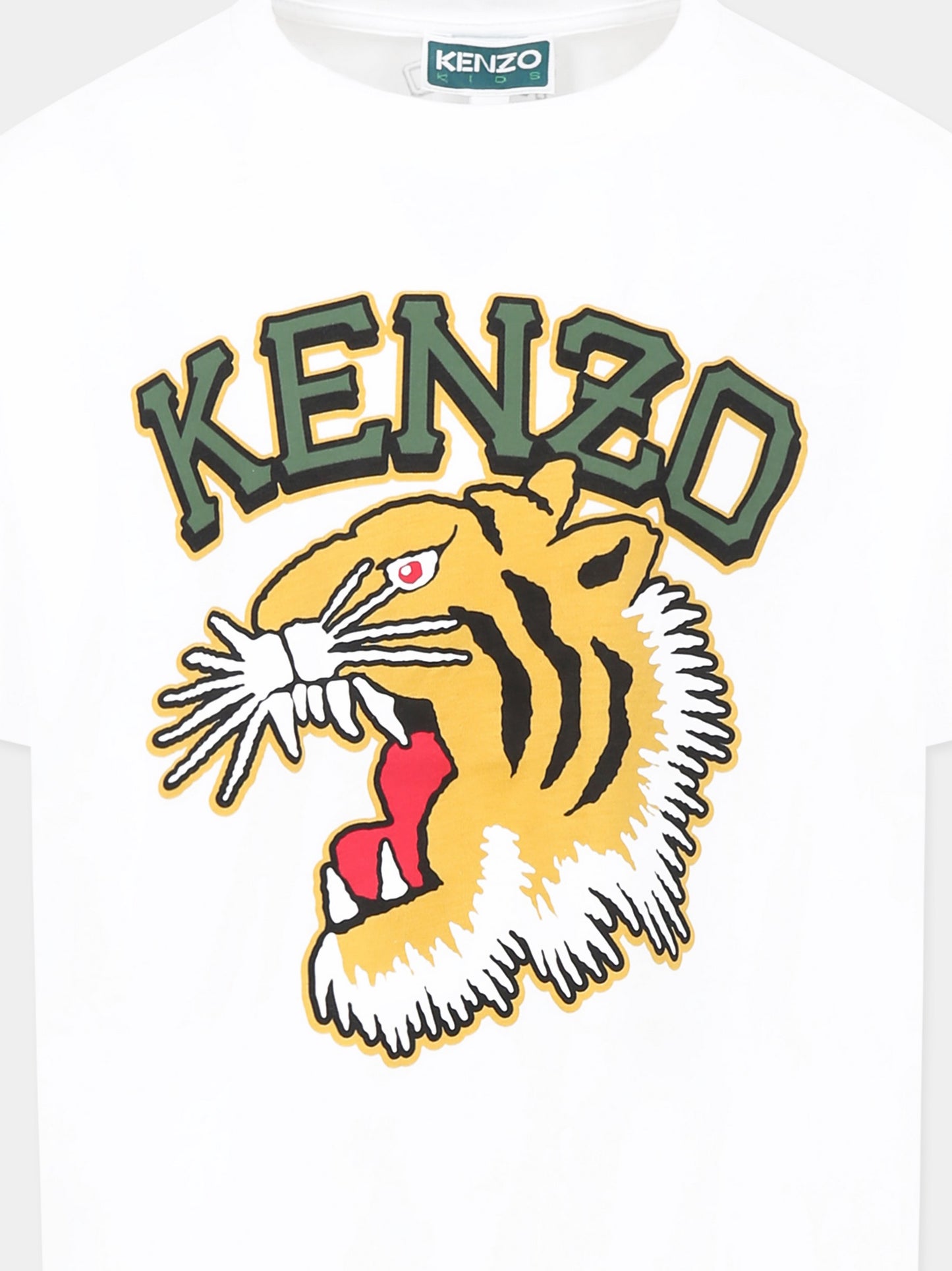 White t-shirt for kids with tiger and logo