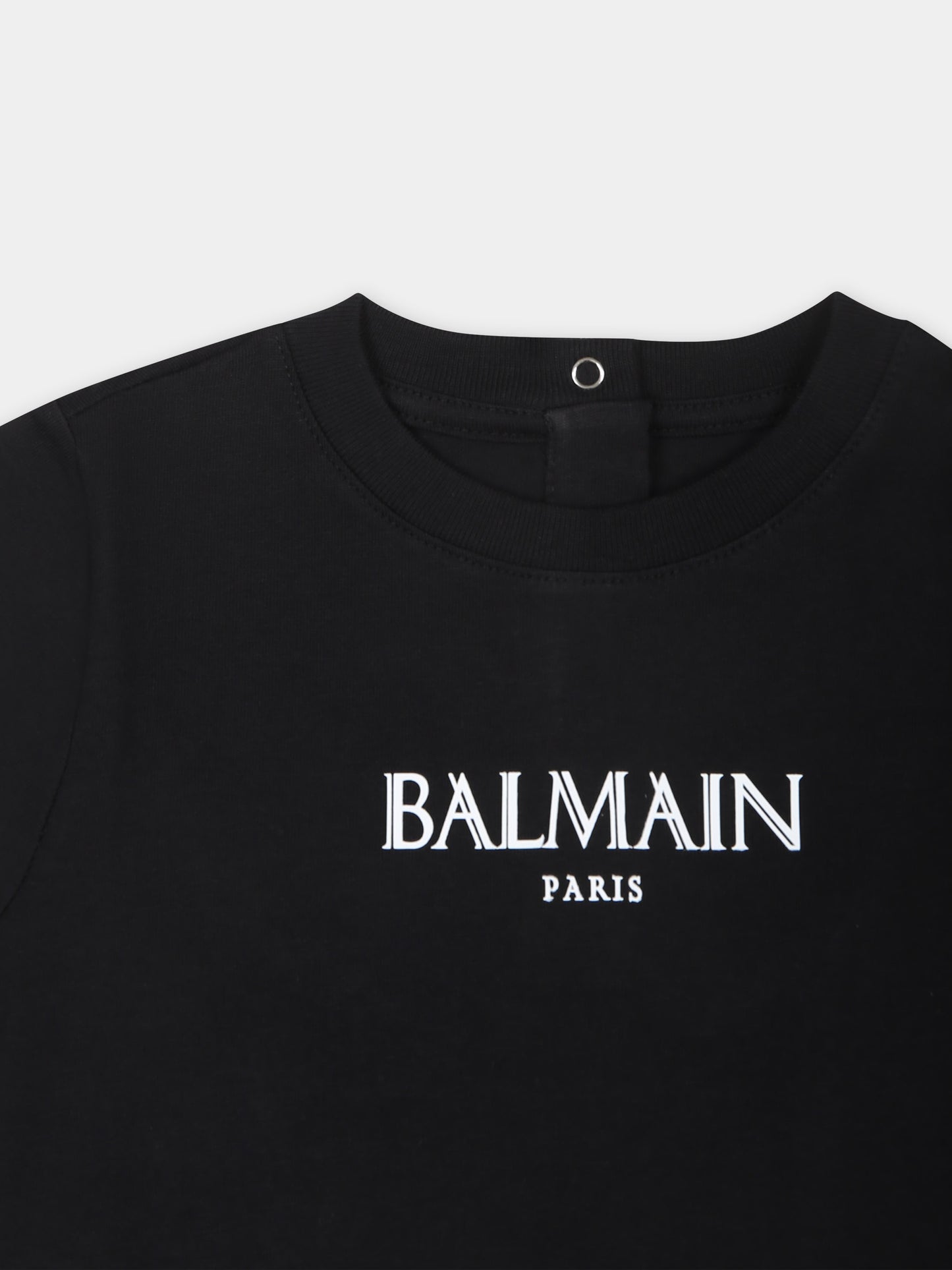 T-shirt nera per neonati con logo,Balmain Kids,BT8671 Z1751 930BC