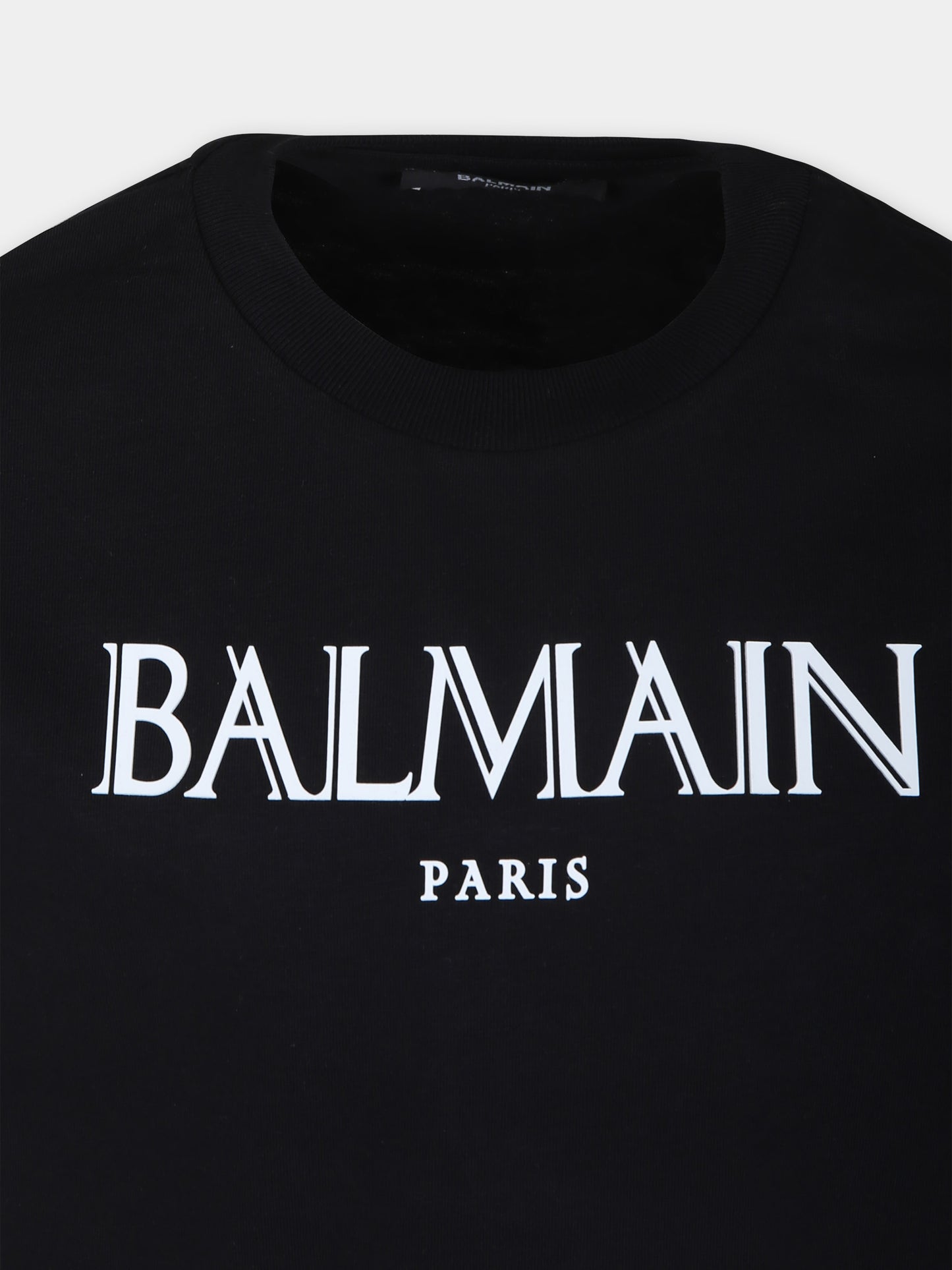 T-shirt nera per bambini con logo,Balmain Kids,BT8S21 Z1751 930BC