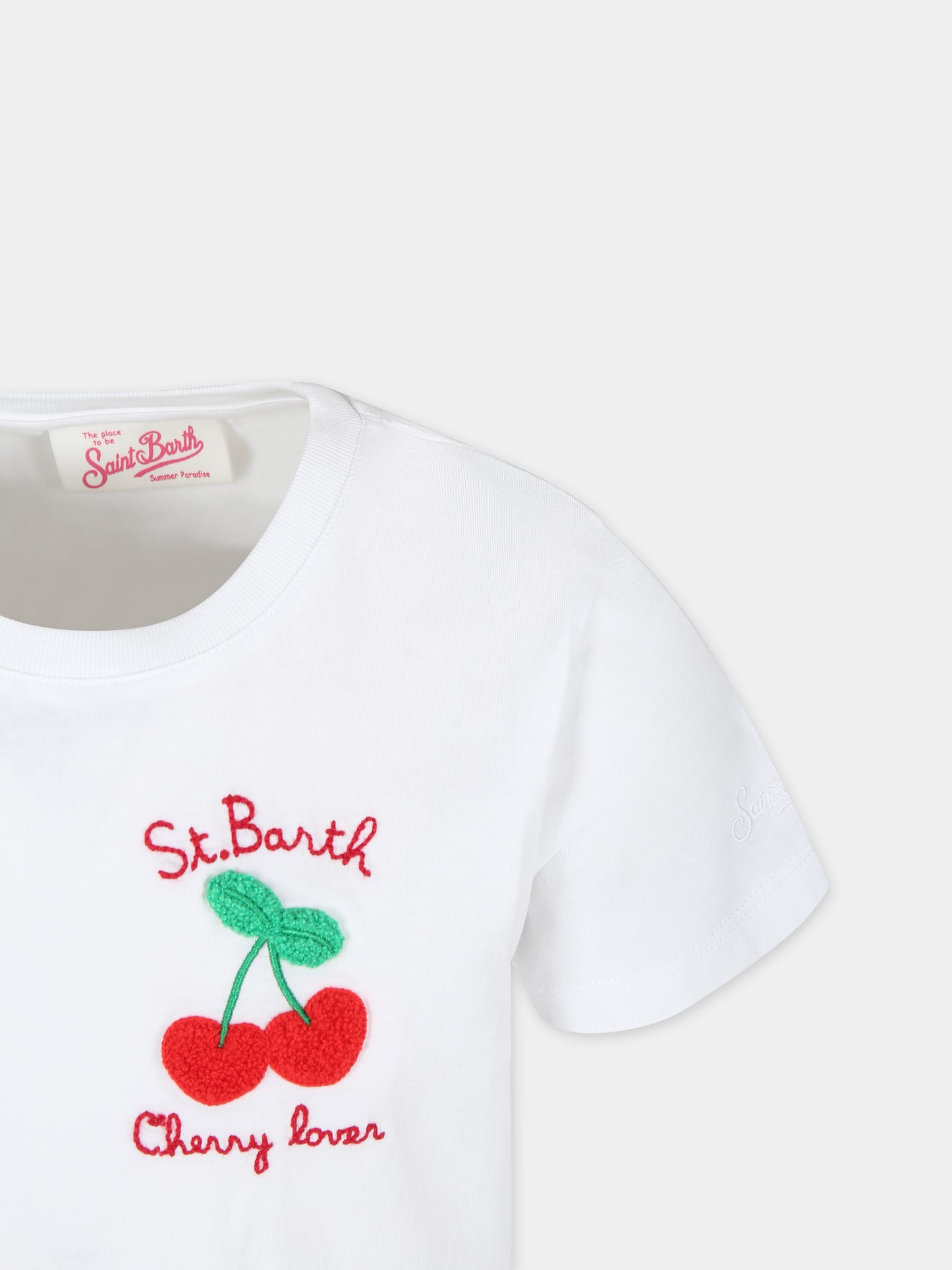 T-shirt bianca per bambina con ciliegie,Mc2 Saint Barth,ELLY001 02046F