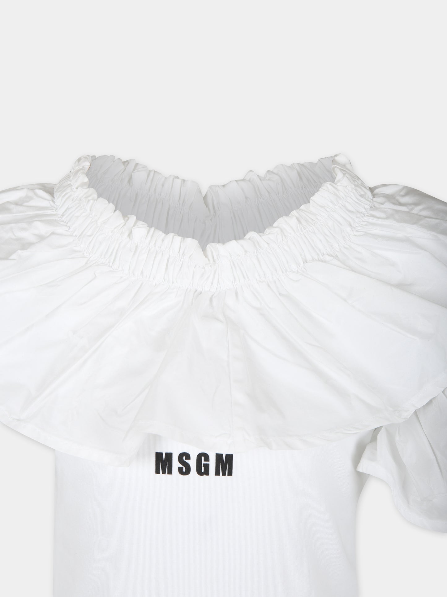 Body bianco per bambina con logo,Msgm Kids,MS028927 001