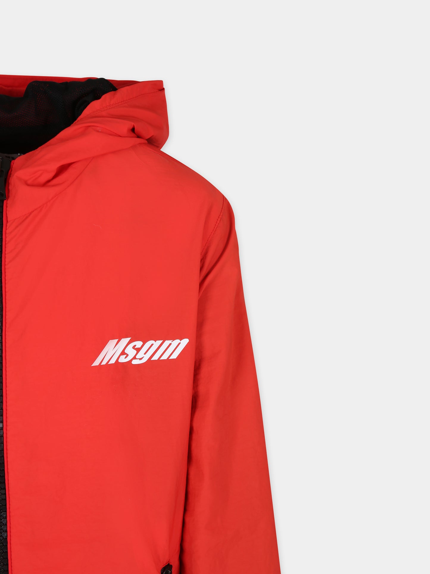 Giacca a vento rossa per bambino con logo,Msgm Kids,MS027640 040