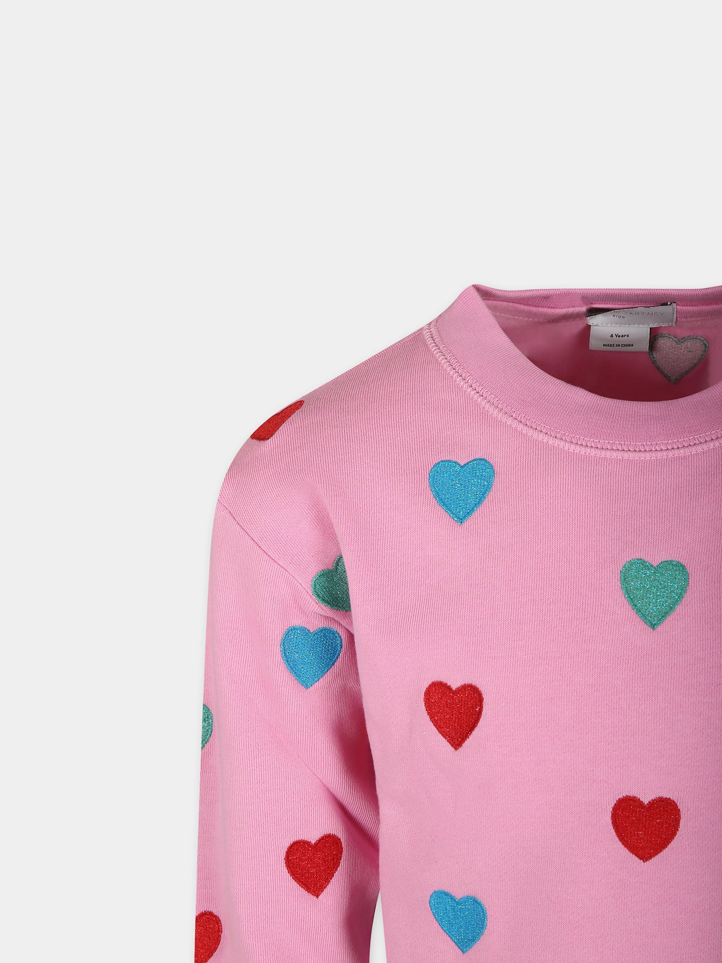 Felpa rosa per bambina con cuori,Stella Mccartney Kids,TT4C70 Z1352 547MC