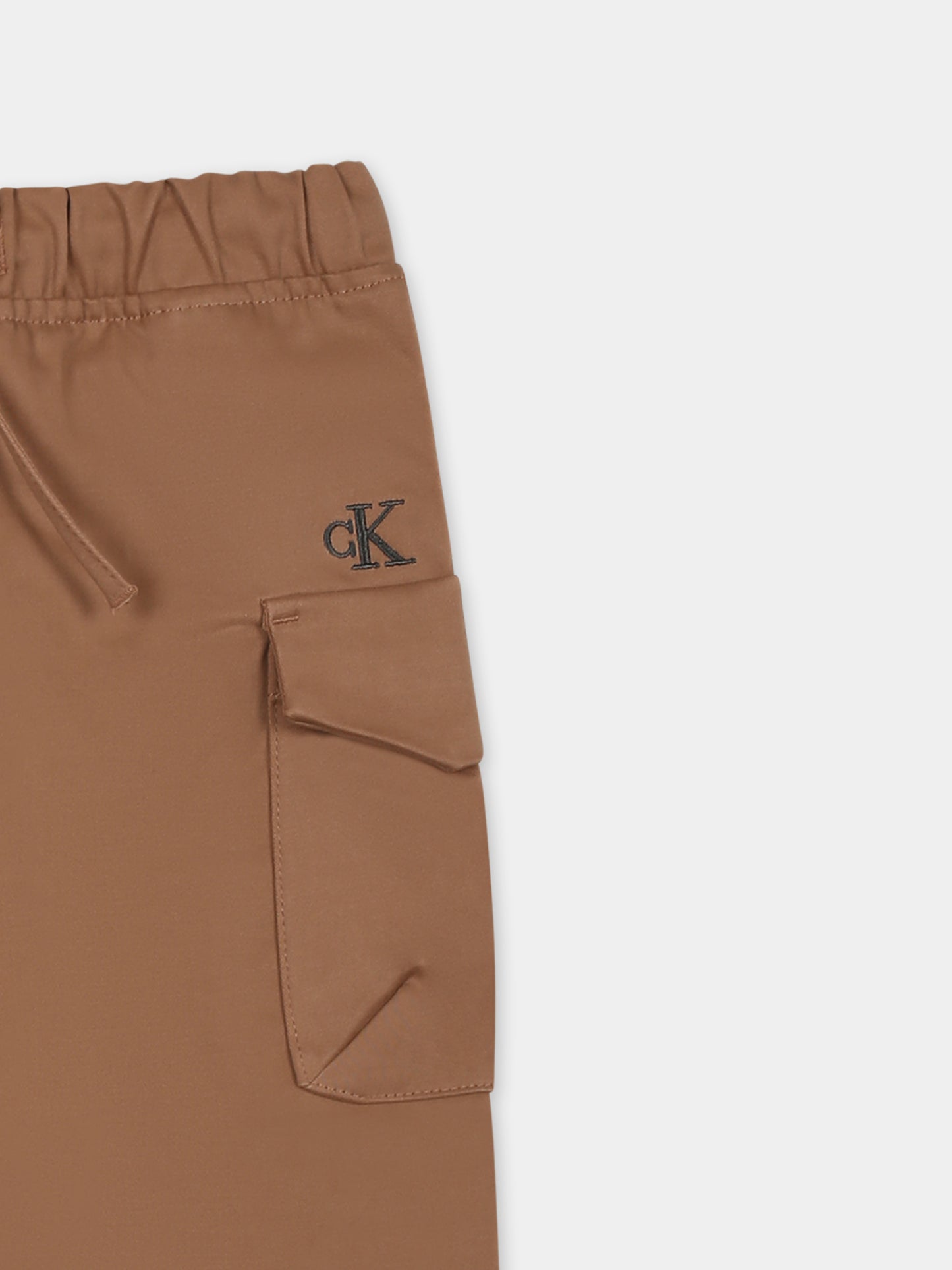 Pantaloni marroni per neonato con logo,Calvin Klein Kids,24F CKIN0IN00195J IN0IN00195 GU1