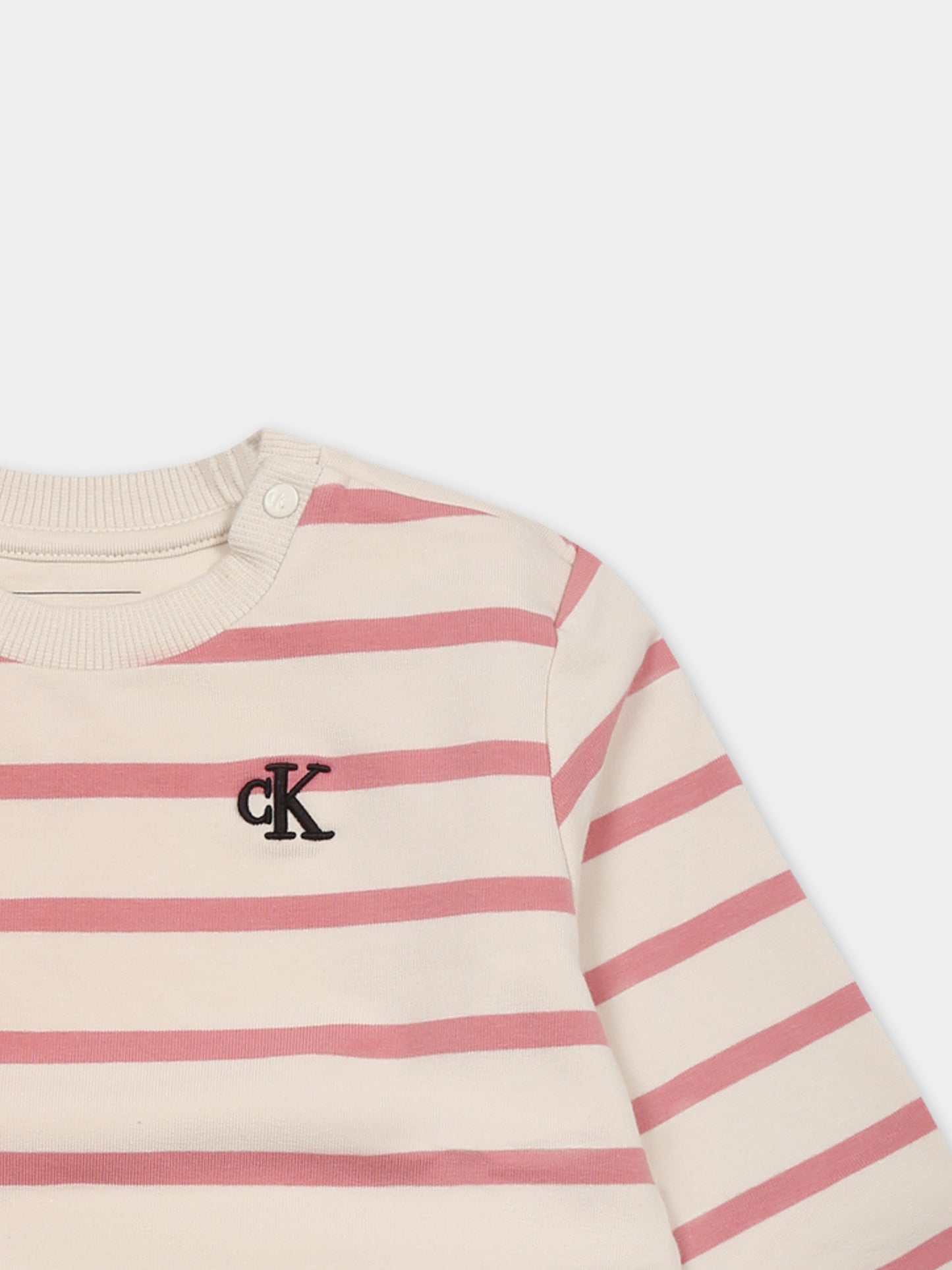 Felpa avorio per neonata con logo,Calvin Klein Kids,24F CKIN0IN00285J IN0IN00285 0BJ