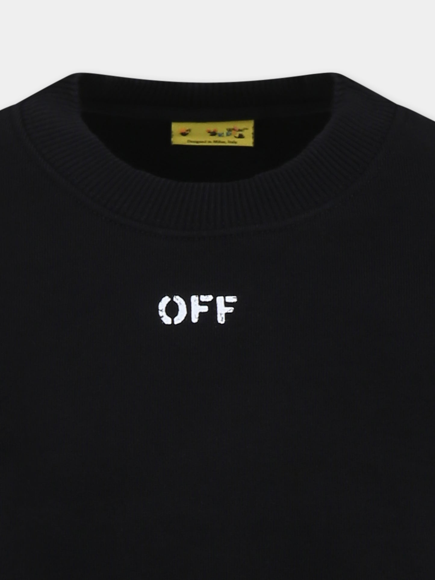 Felpa nera per bambino con logo,Off White,OBBA001C99FLE0041001