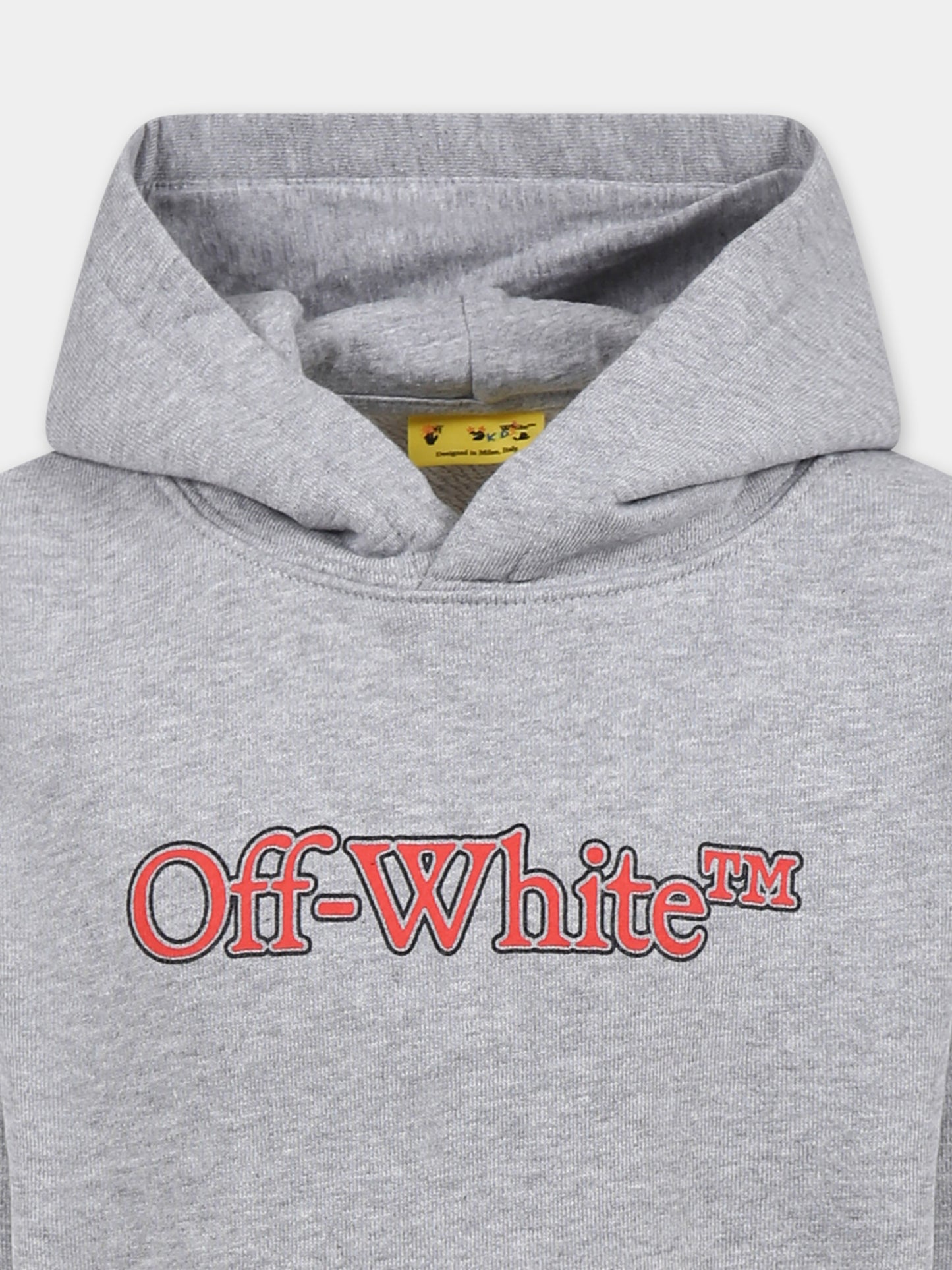 Felpa grigia per bambino con logo,Off White,OBBB001S25FLE0010826