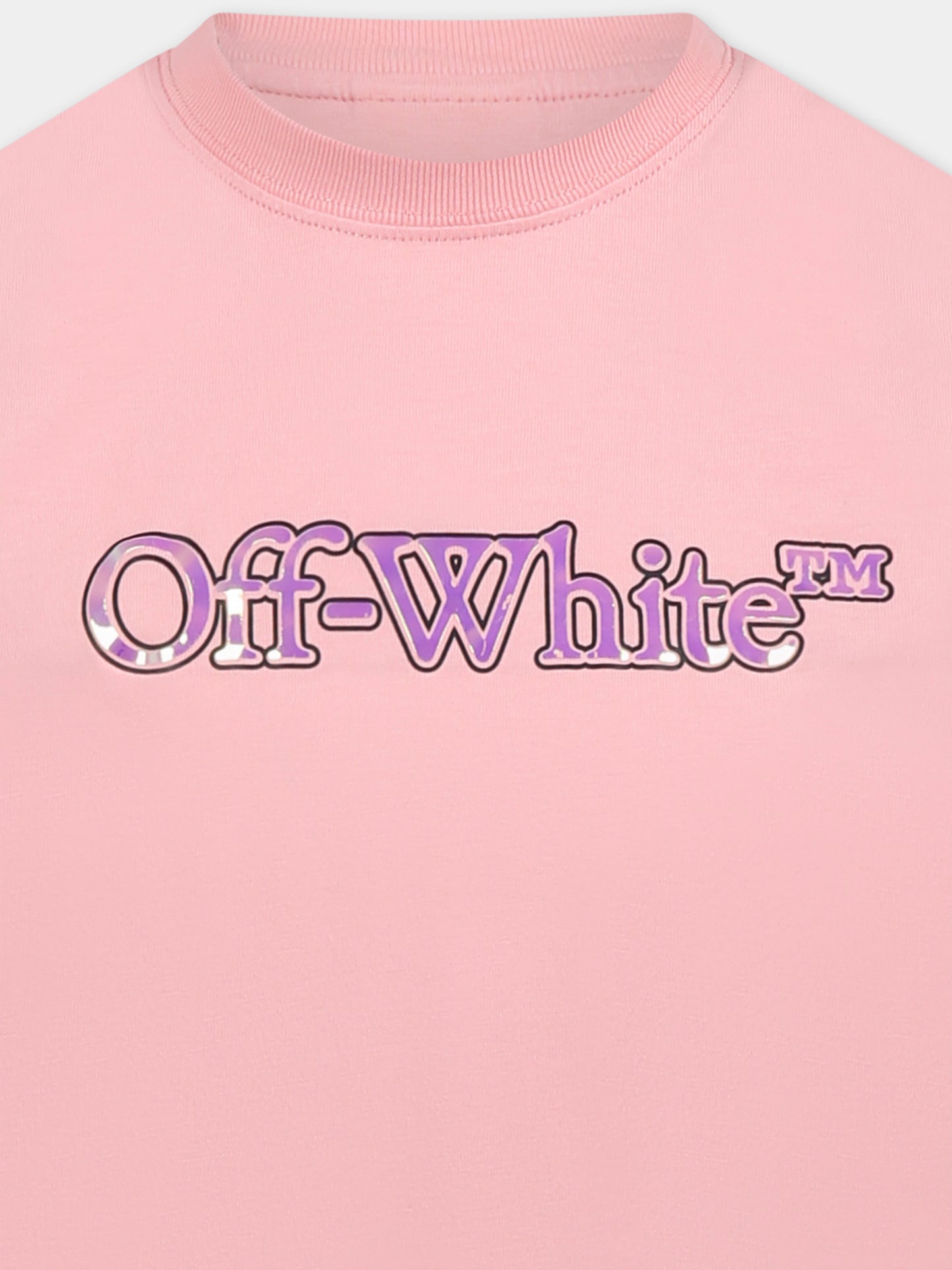 T-shirt rosa per bambina con logo,Off White,OGAA001S25JER0013072