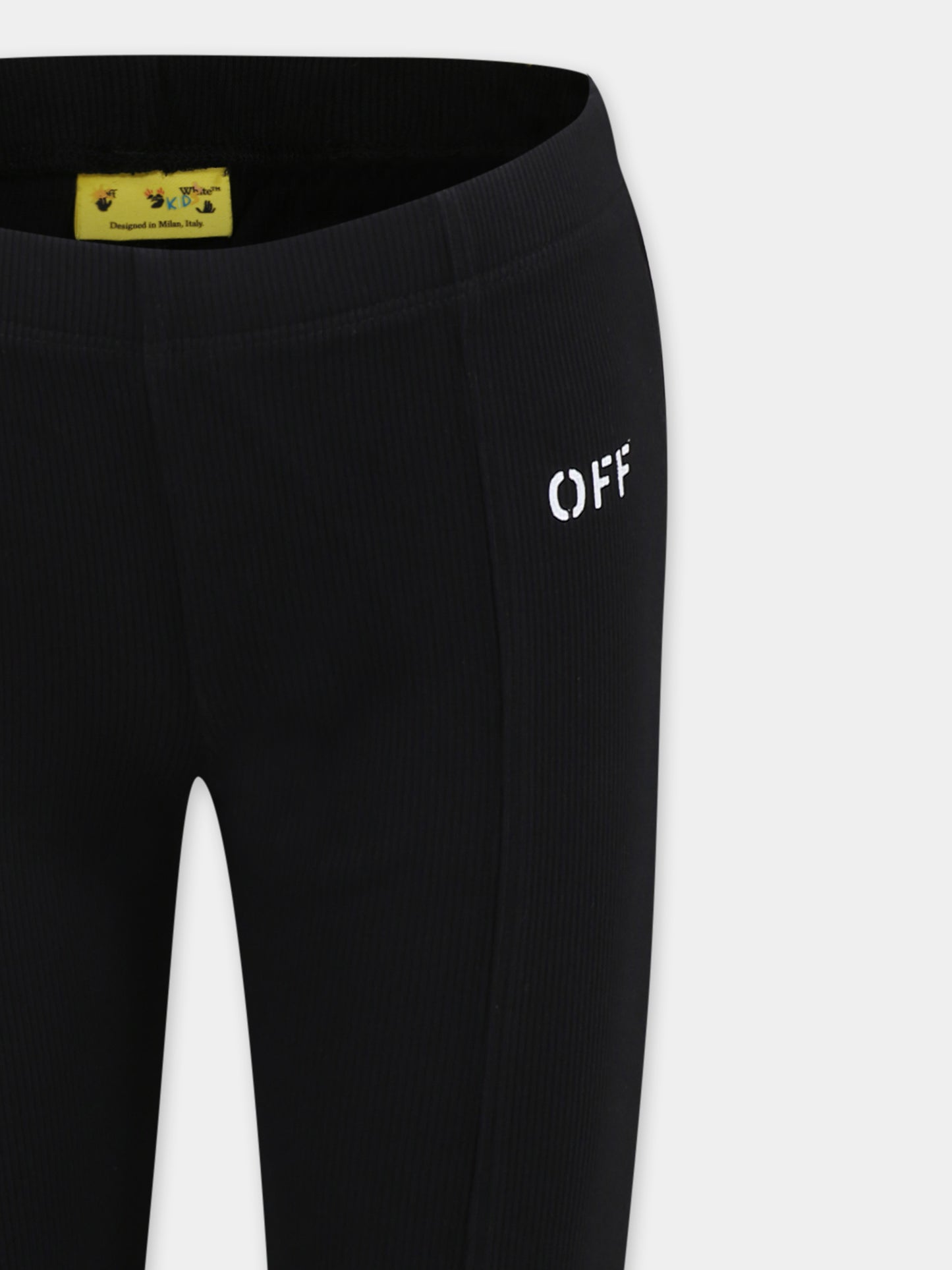 Leggings neri per bambina con logo,Off White,OGCA009S25JER0011001
