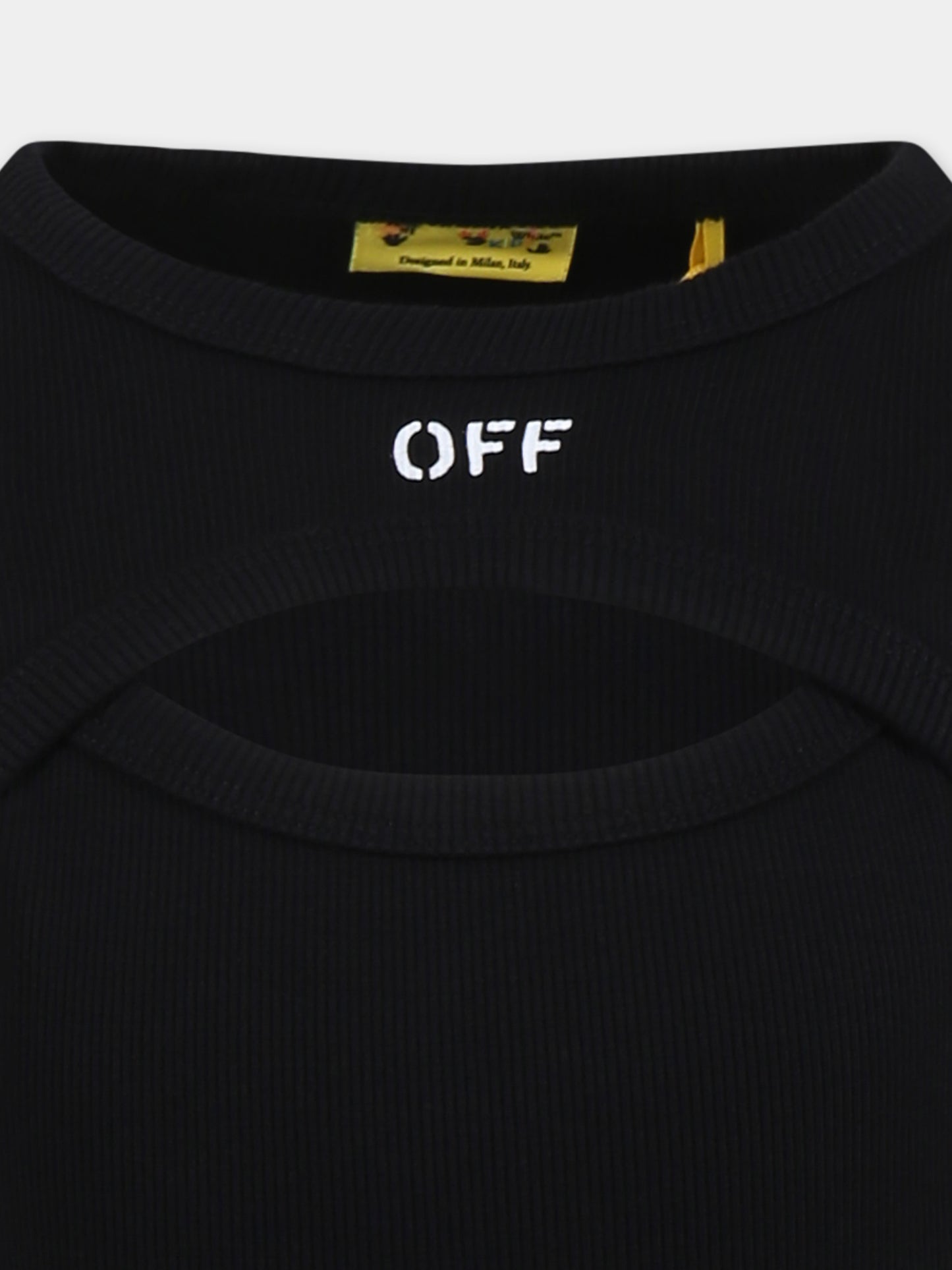 Vestito nero per bambina con logo,Off White,OGDB065S25JER0011001