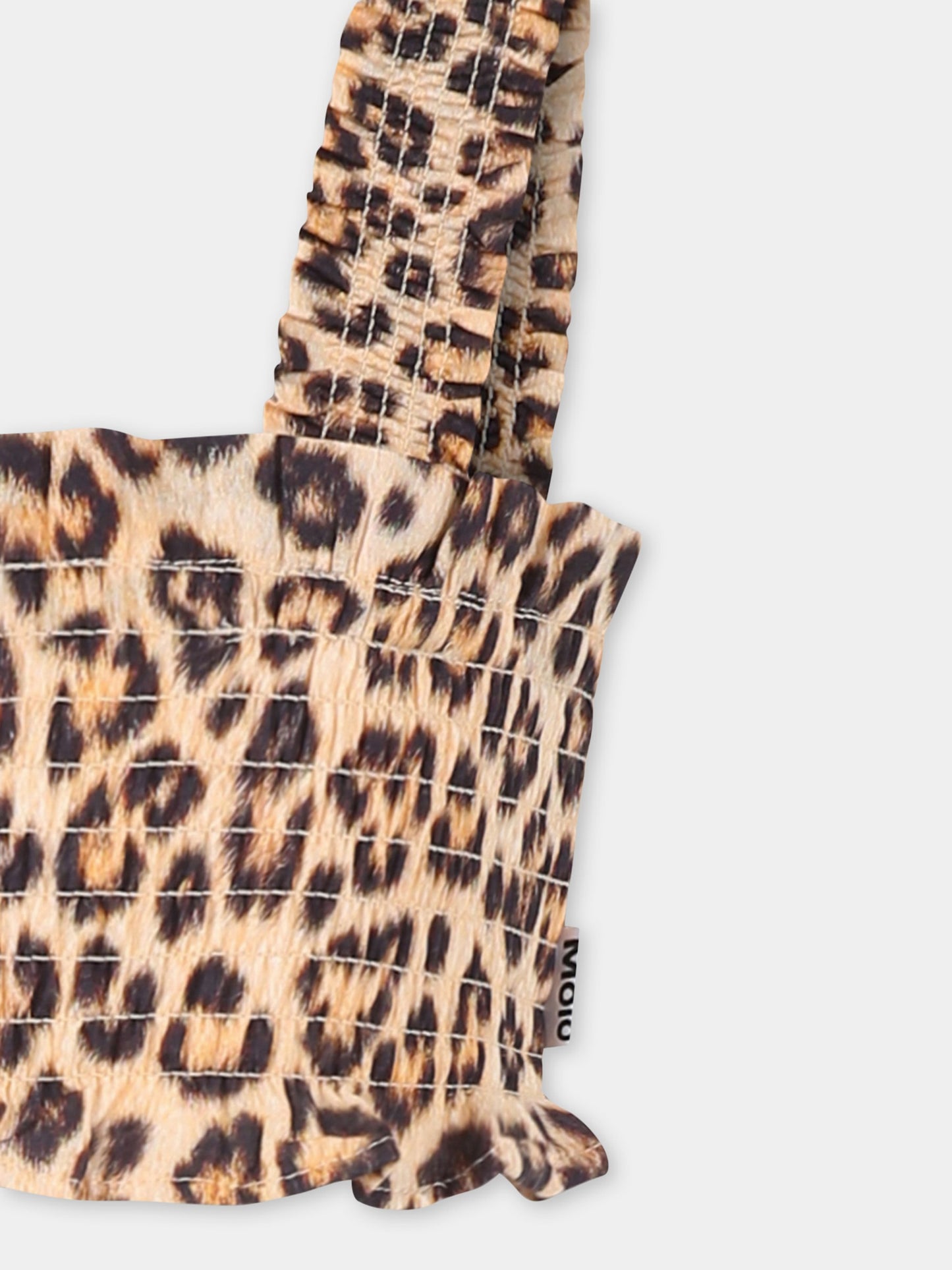 Brown top for girl spotted print