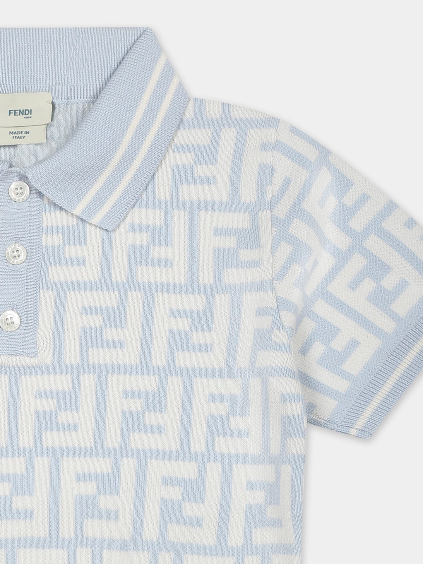 Light blue polo shirt for baby boy with FF