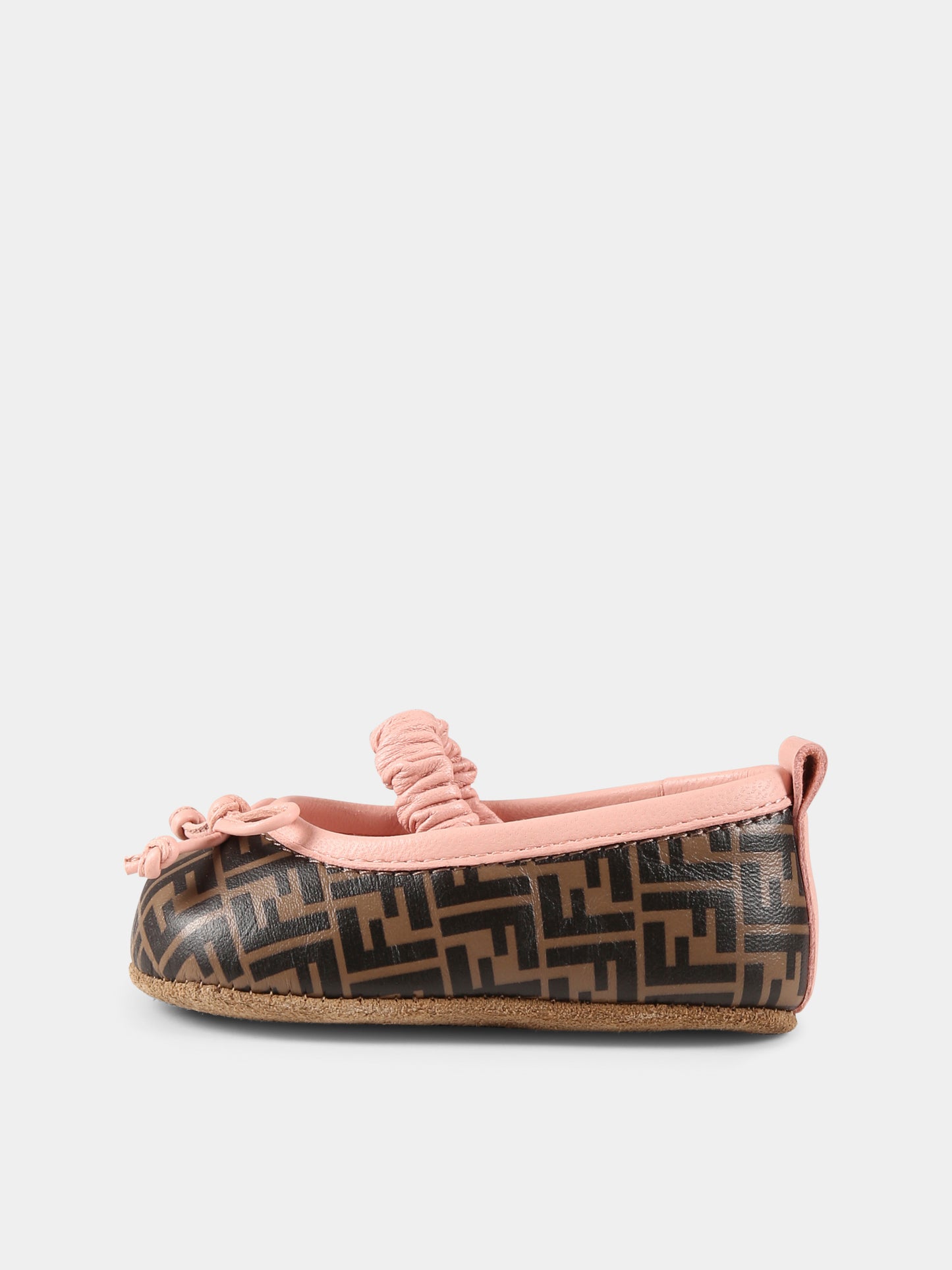 Ballerine marroni per neonata con FF,Fendi Kids,BFR108 AOTG F1GCJ