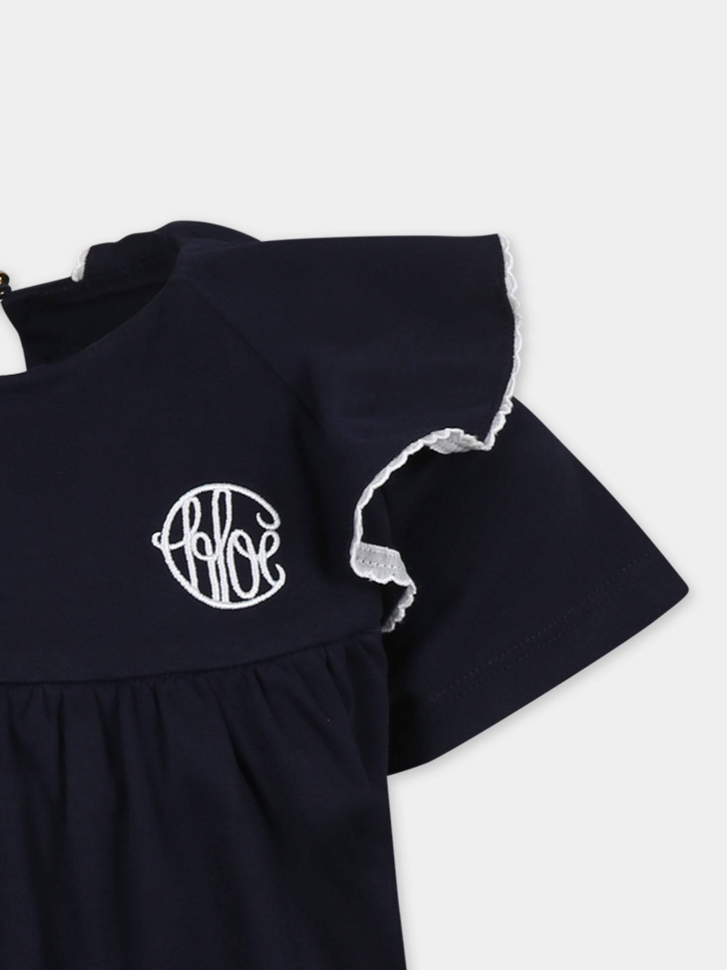 Vestito blu per bambina con logo,Chloé Kids,C20436 859