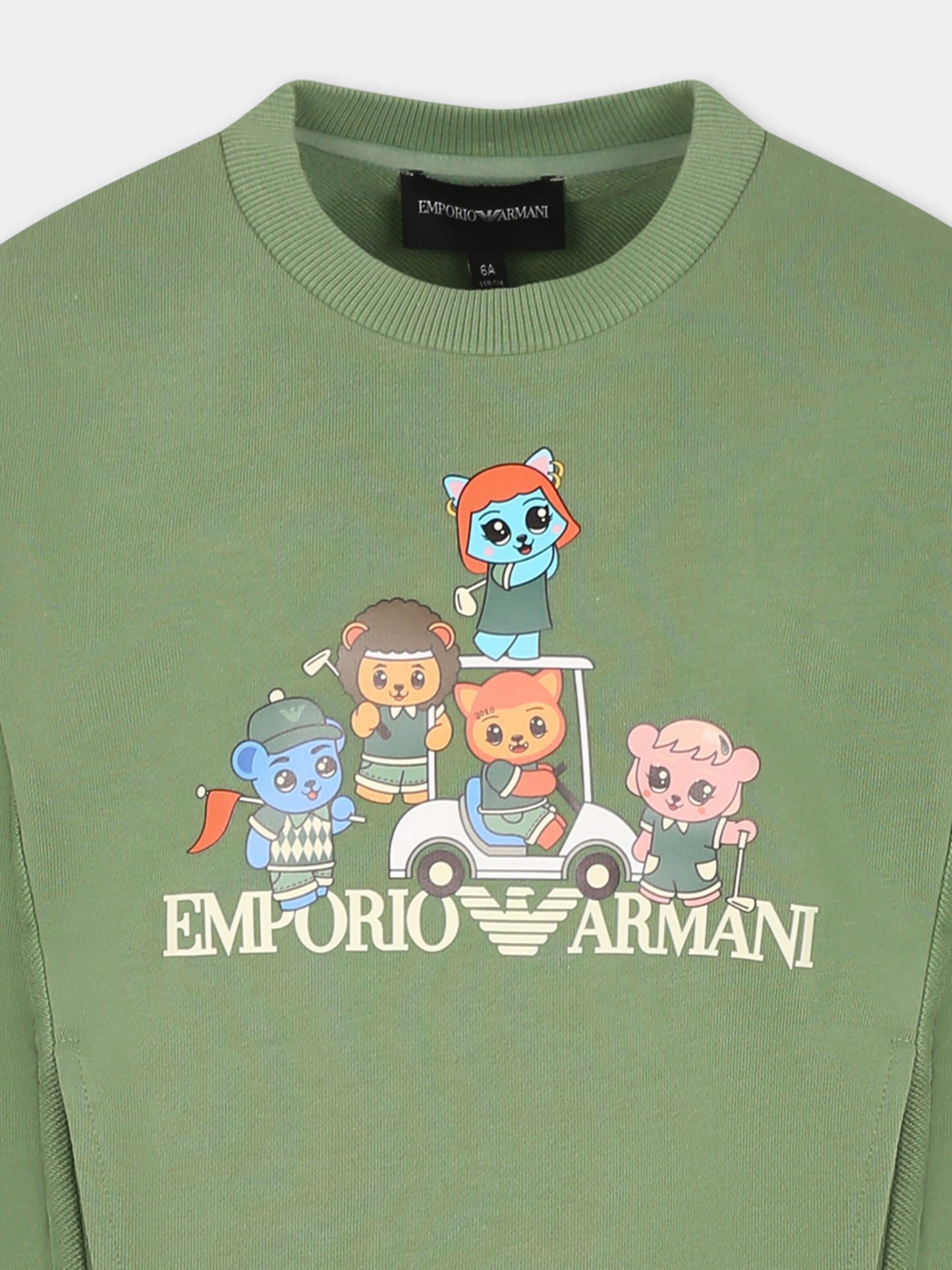 Felpa verde per bambino con Manga Bear Crew,Emporio Armani,EB000270 AF13552 U7201