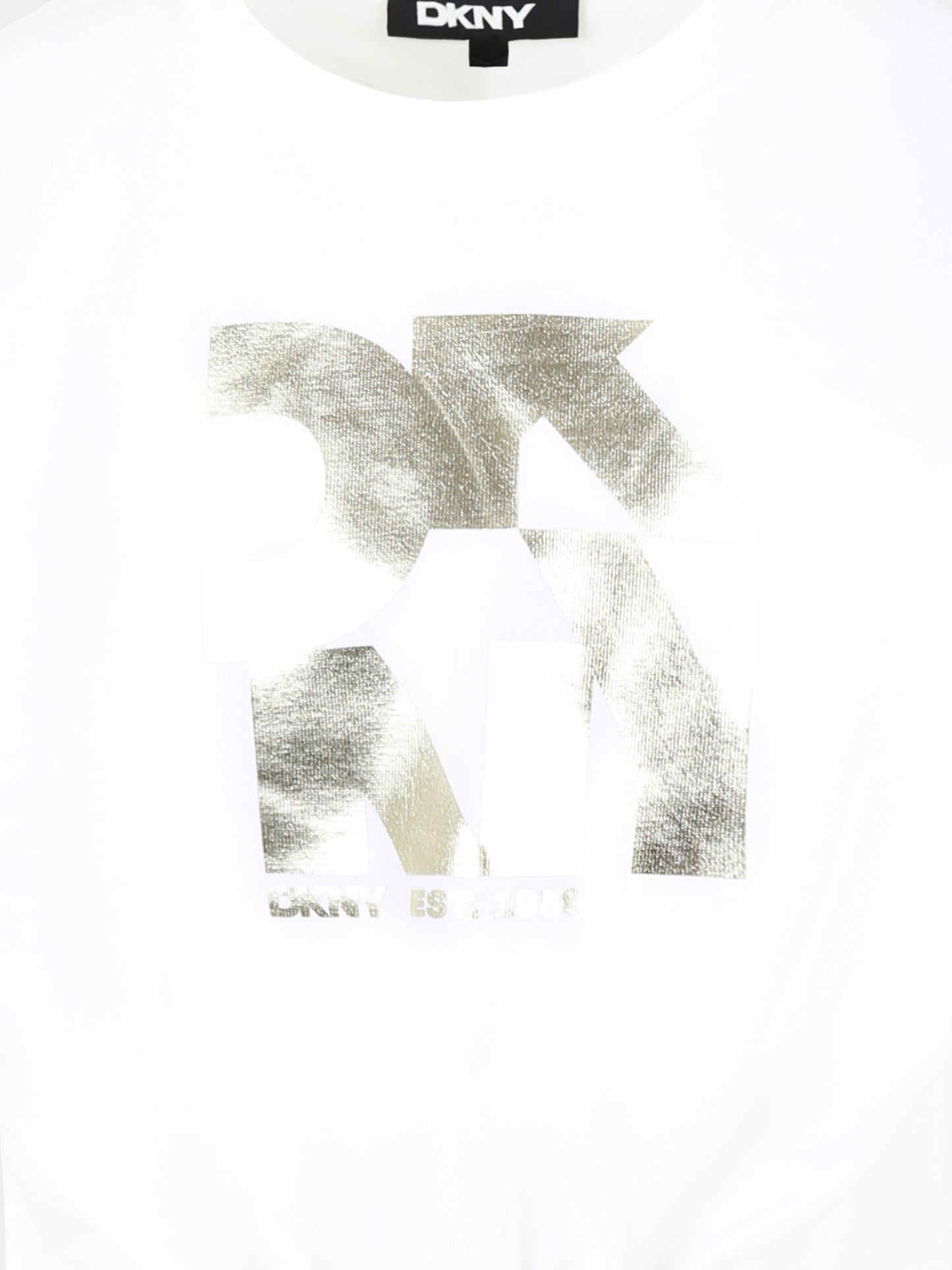 T-shirt crop bianca per bambina con logo,Dkny,D62309 10P