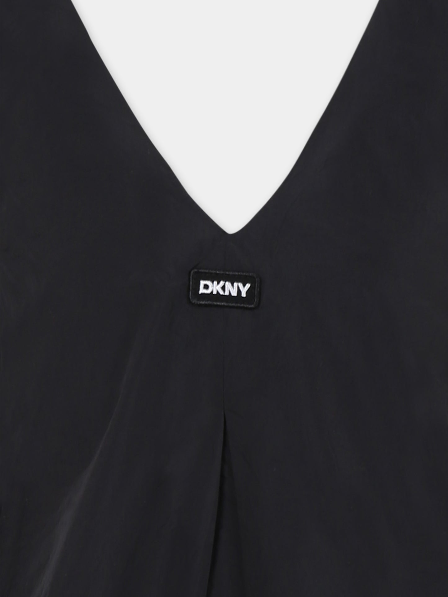 Vestito nero per bambina con logo,Dkny,D62329 09B