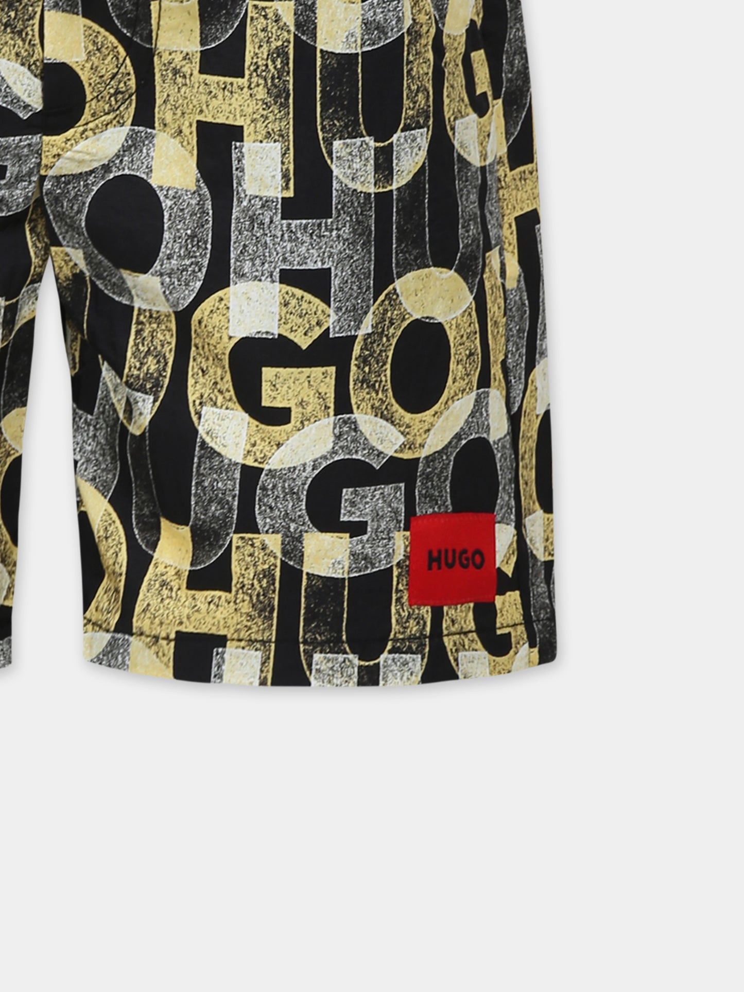 Boxer mare nero per bambino con logo all over,Hugo,G00330 M55