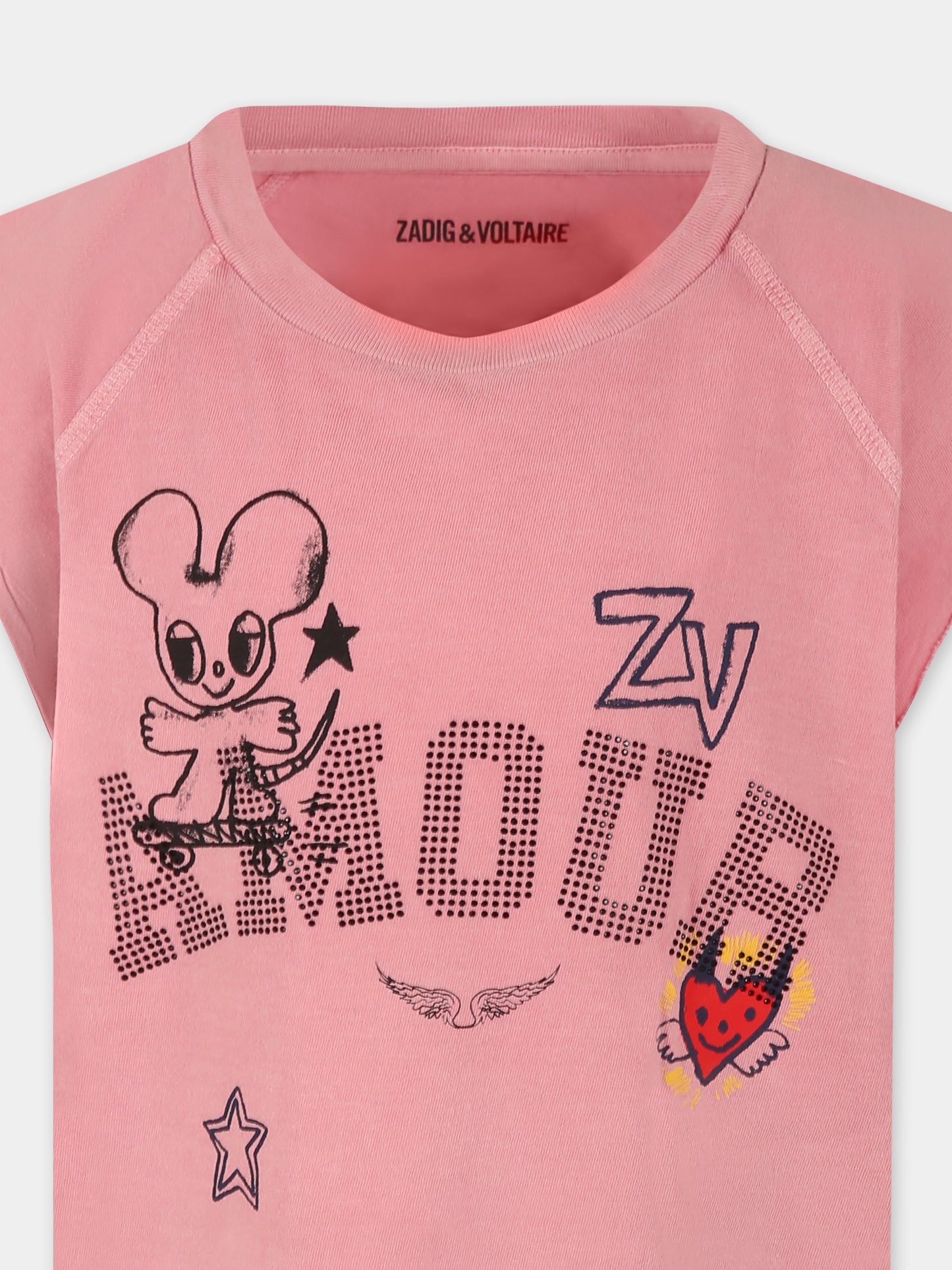 Canotta rosa per bambina con scritta Amour ,Zadig & Voltaire Kids,X60315 44N