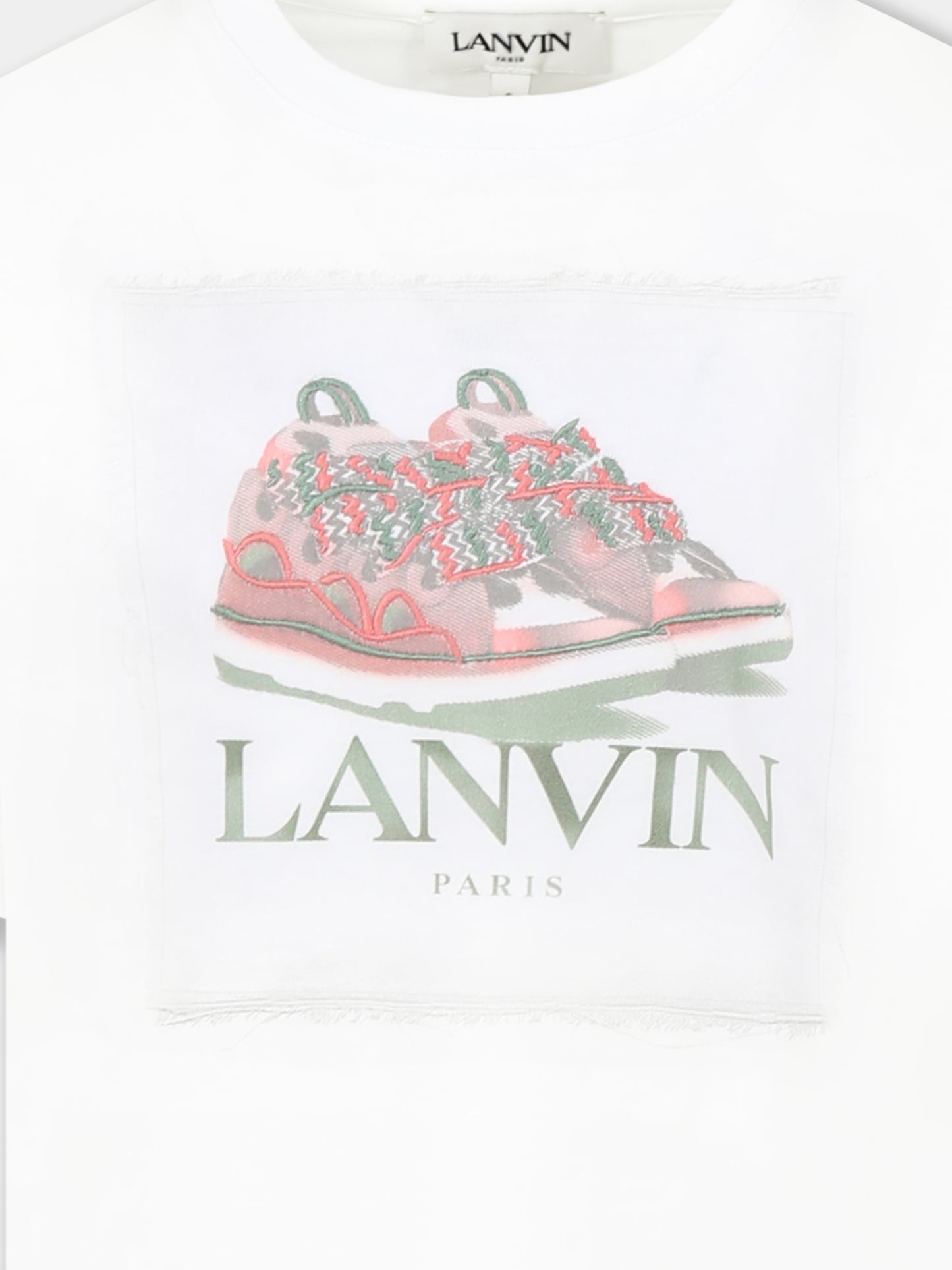 White t-shirt for girl with sneakers print