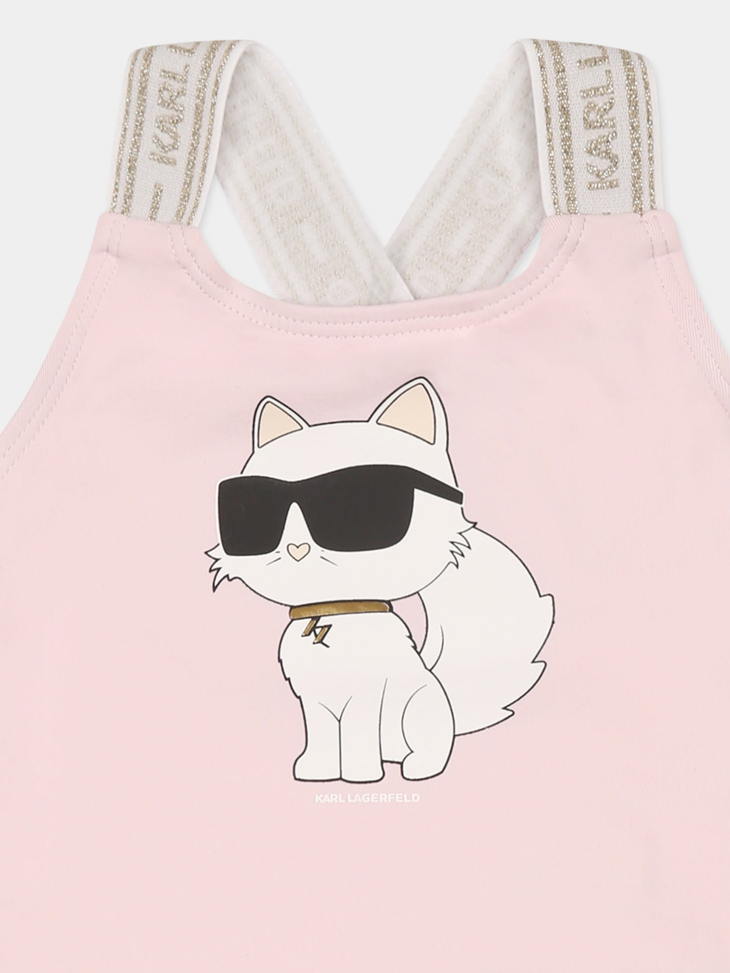 Pink swimsuit for baby girl with Choupette