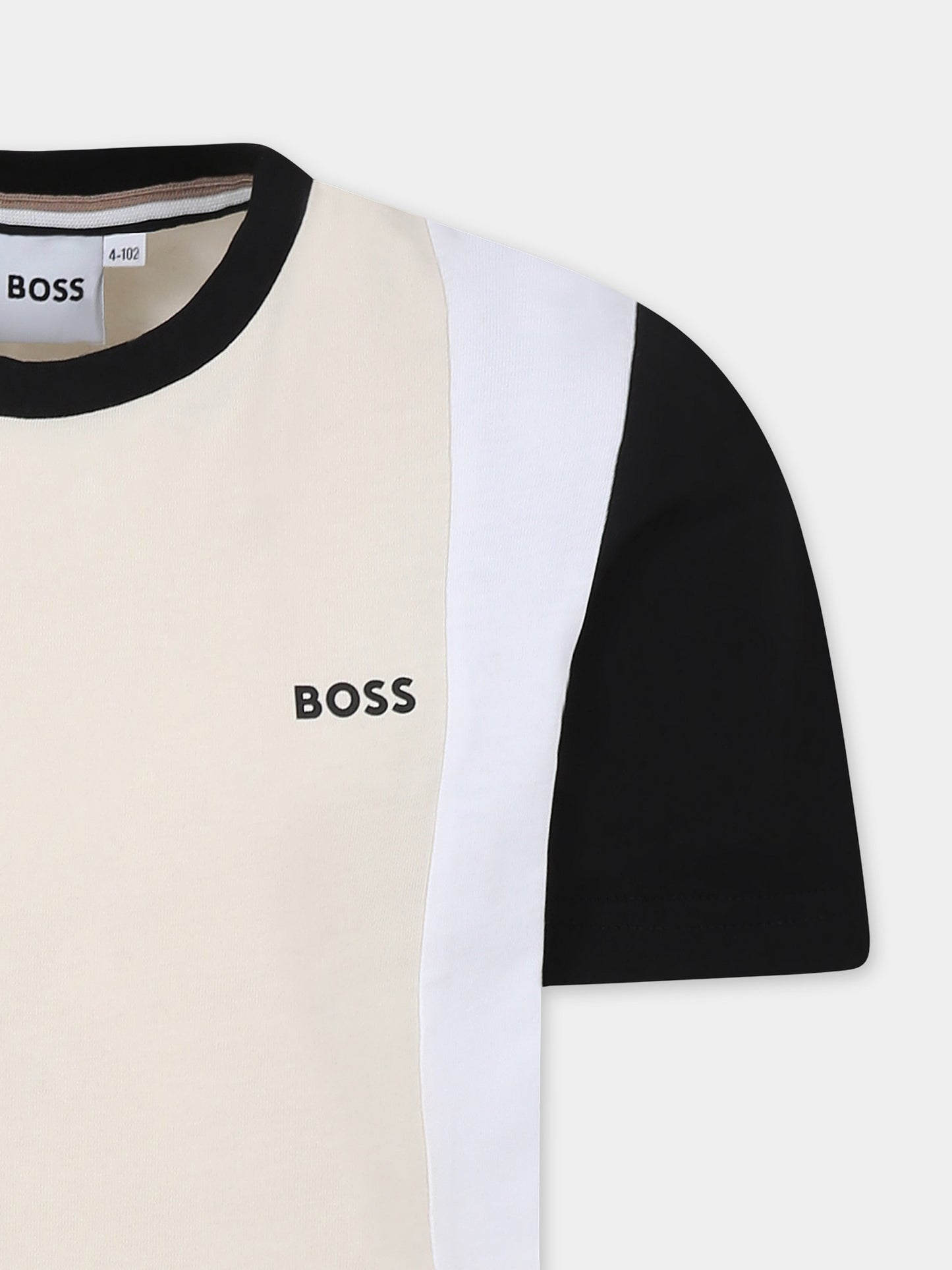 Beige t-shirt for boy with logo