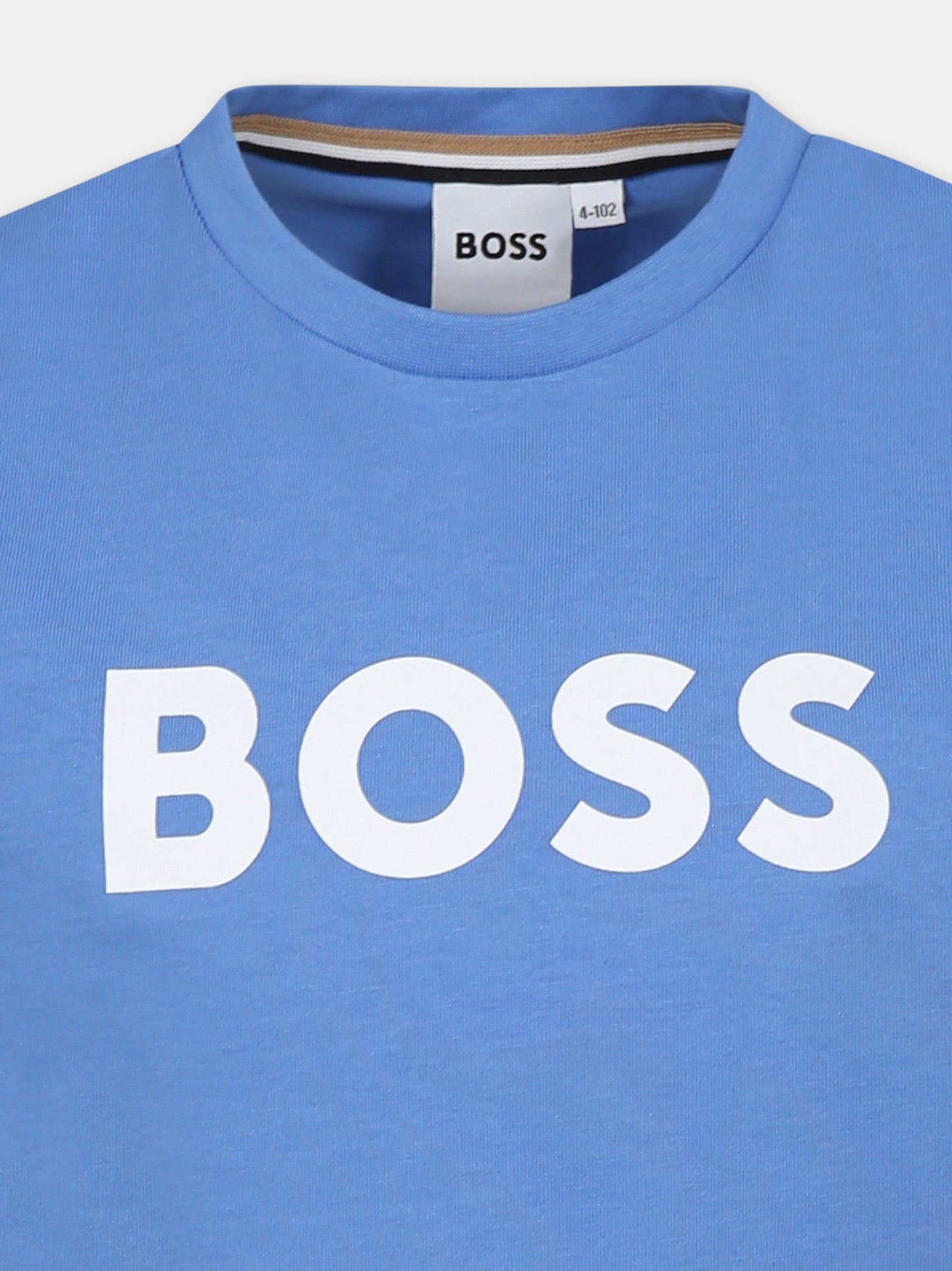 T-shirt celeste per bambino con logo,Boss,J52030 84B