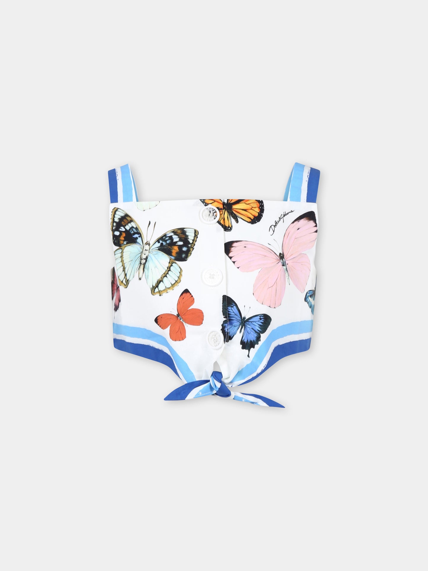 White crop top for girl with butterflies