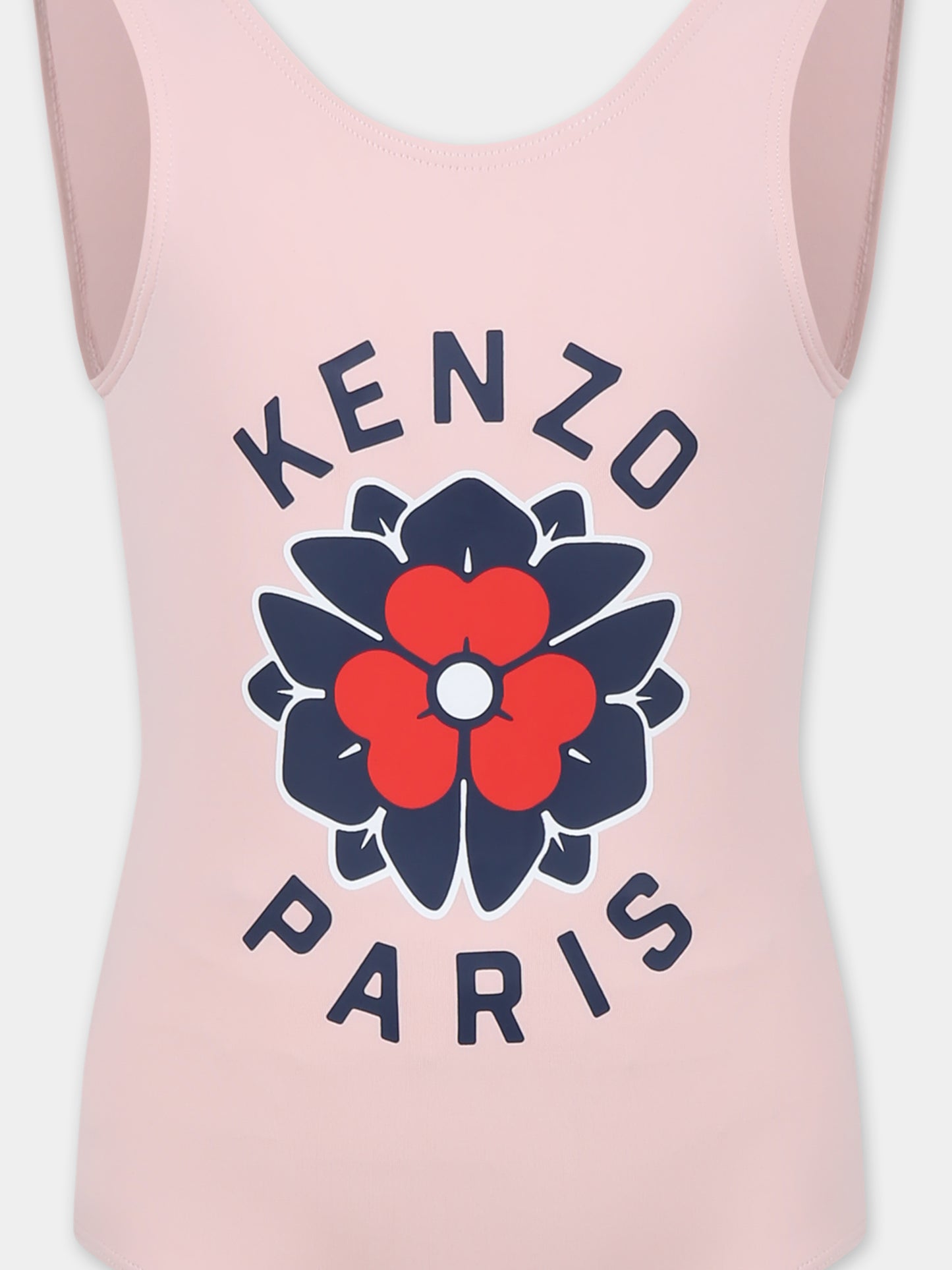 Costume intero rosa per bambina con logo e motivo floreale,Kenzo Kids,K60981 45Z