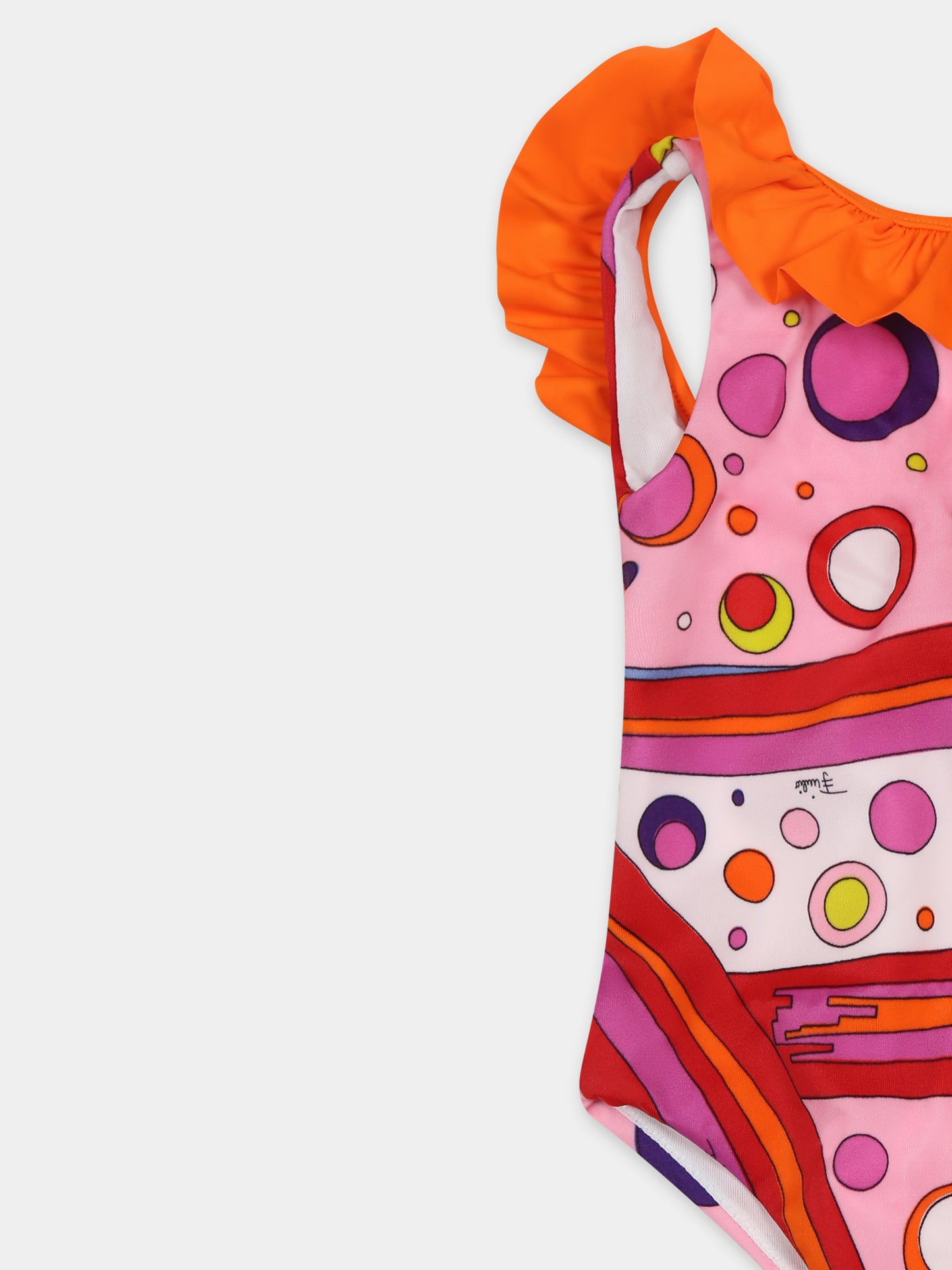 Costume intero multicolor per neonata con stampa marmo,Emilio Pucci Junior,PWC009 J0475 437MC