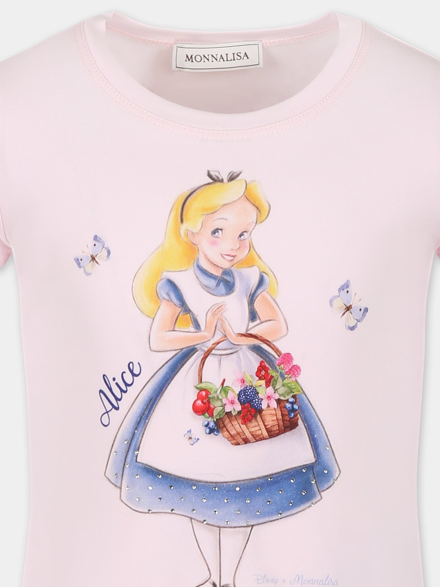 Pink t-shirt for girl with Alice in Wonderland