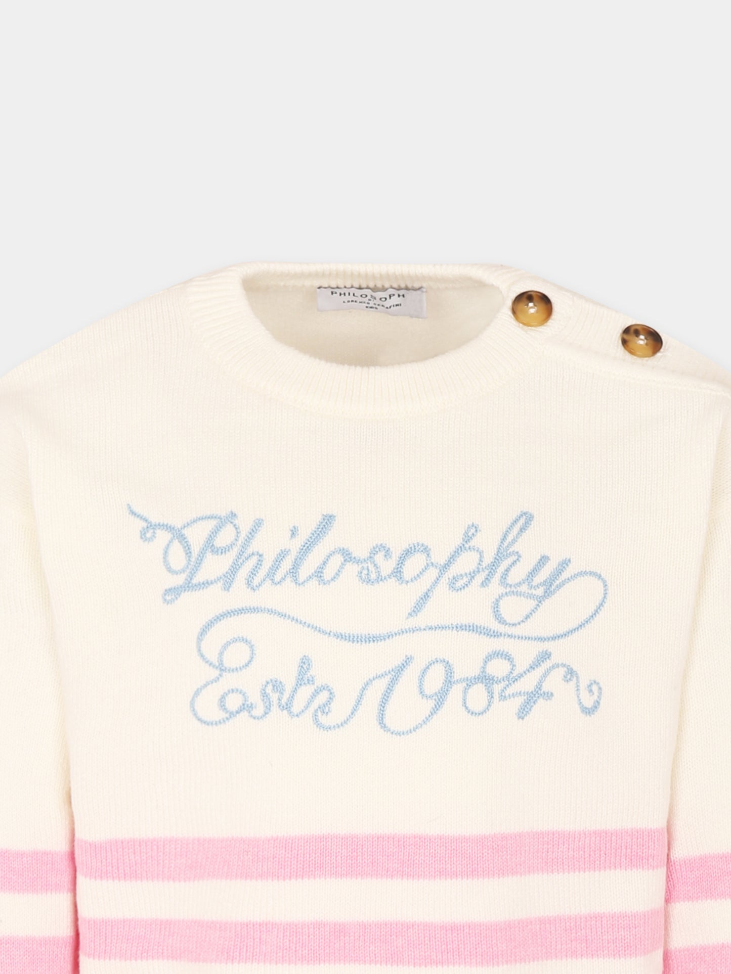Maglione avorio per bambina con logo,Philosophy,I9E612 5045 P390