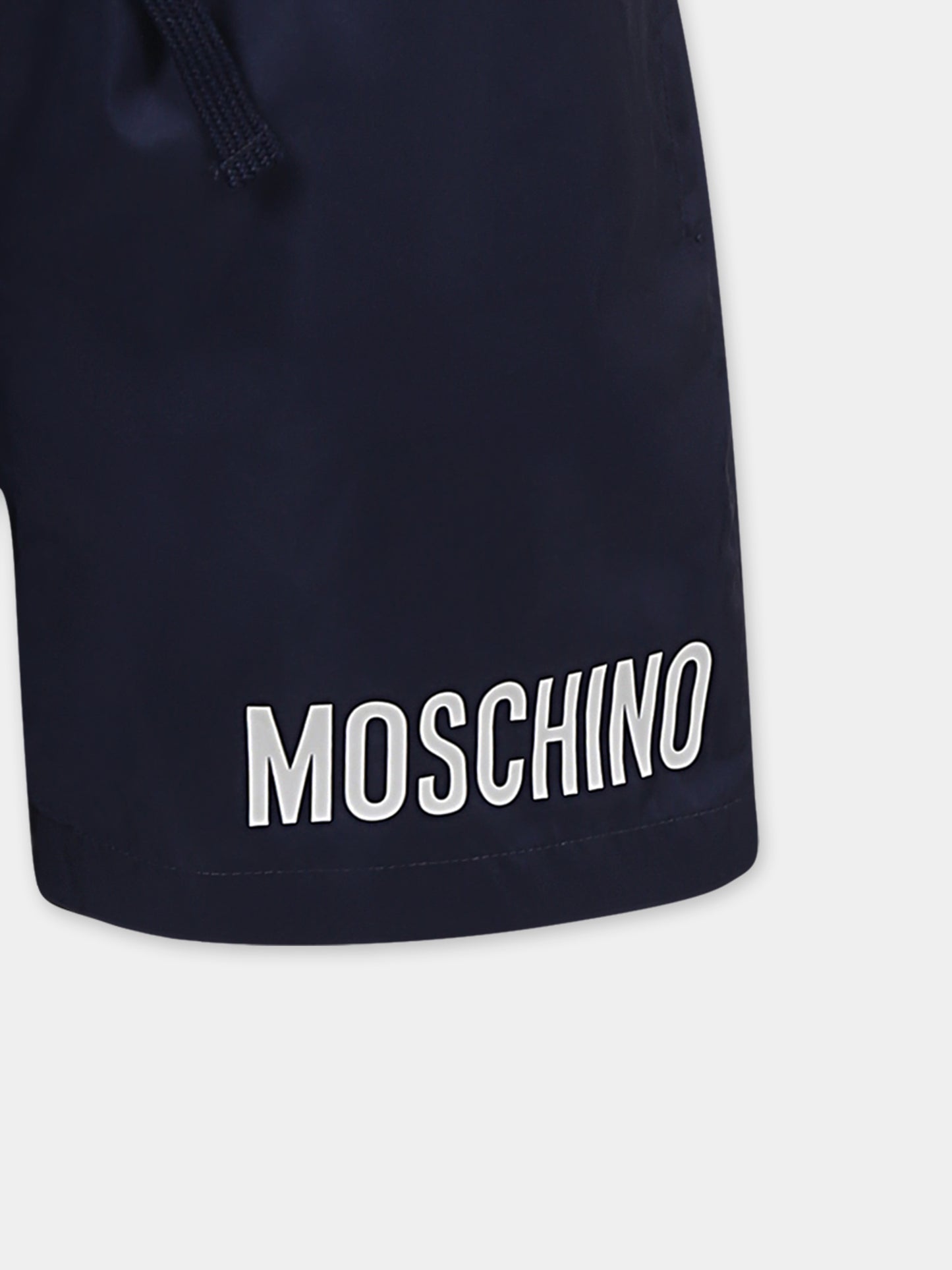 Boxer mare blu per bambino con logo,Moschino Kids,HUL01J LKA02 40016