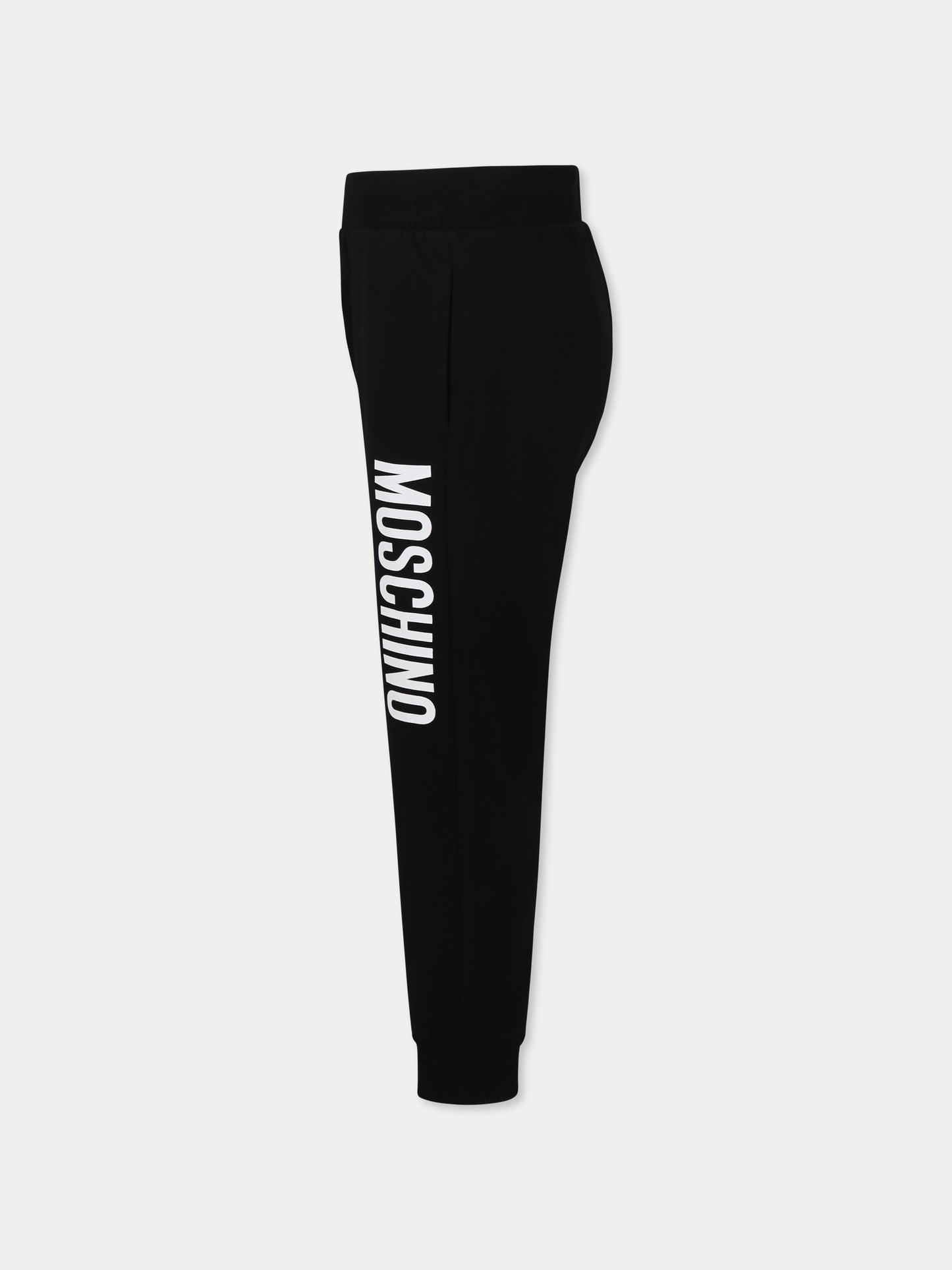 Pantaloni neri per bambini con logo,Moschino Kids,HUP08G LDA11 60100