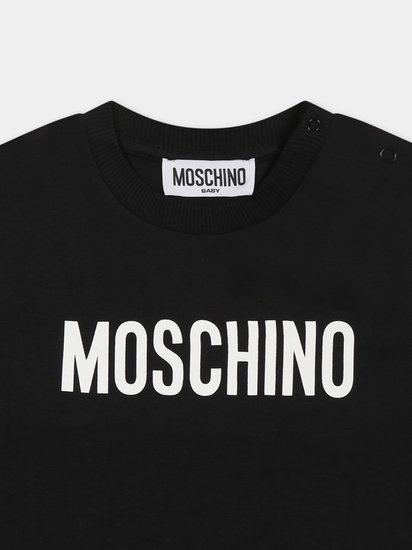 T-shirt nera per neonati con logo,Moschino Kids,MUM04F LAA02 60100