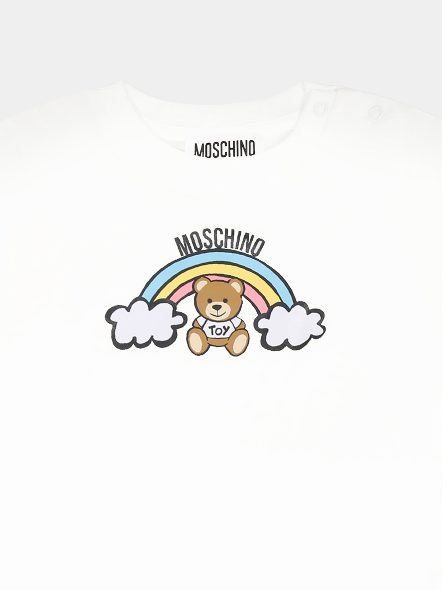 Completo avorio per neonato con Teddy Bear e arcobaleno,Moschino Kids,MYG00M LABA6 10063