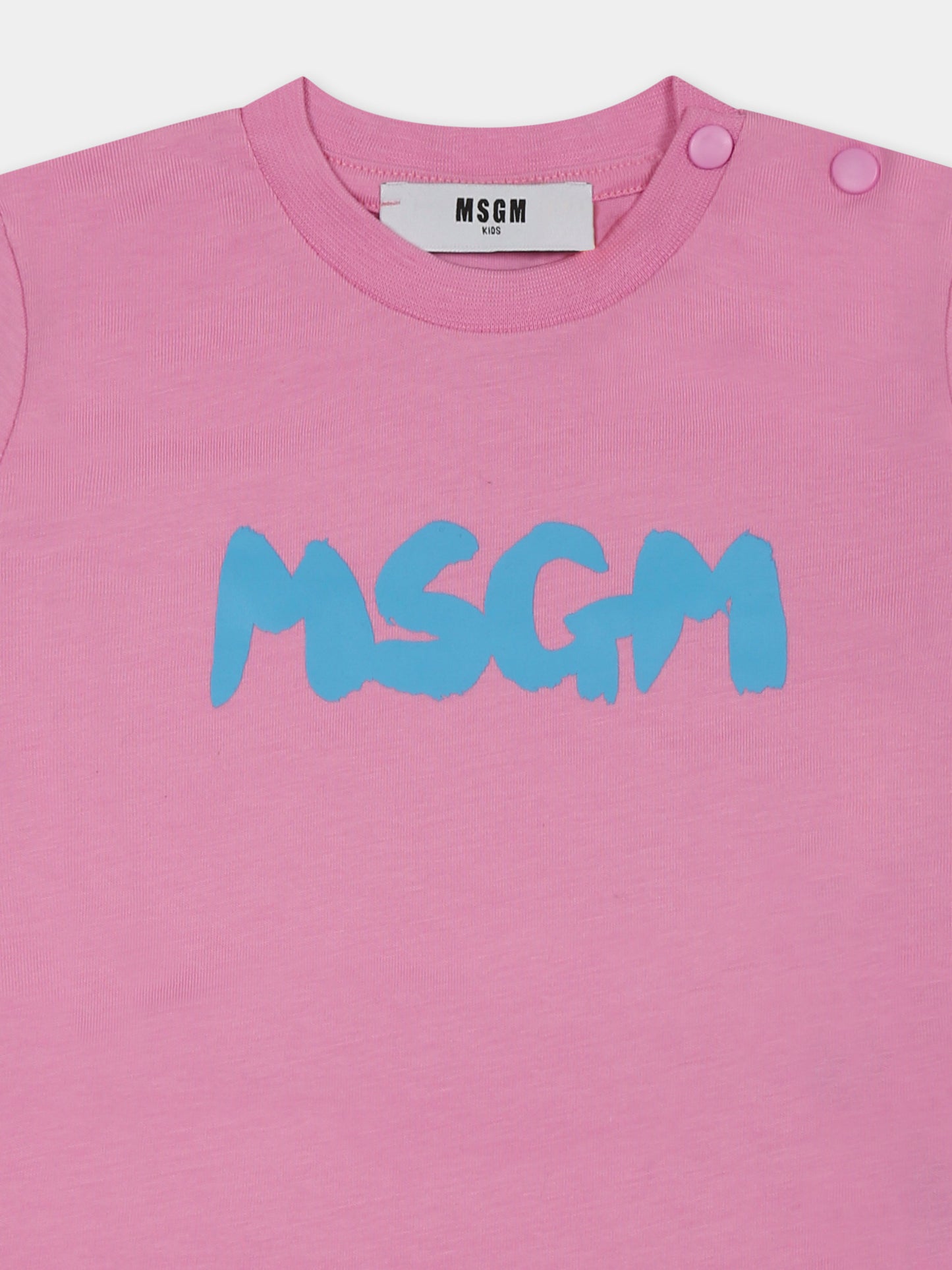 T-shirt rosa per neonata con logo,Msgm Kids,S5MSUNTH310 MS003