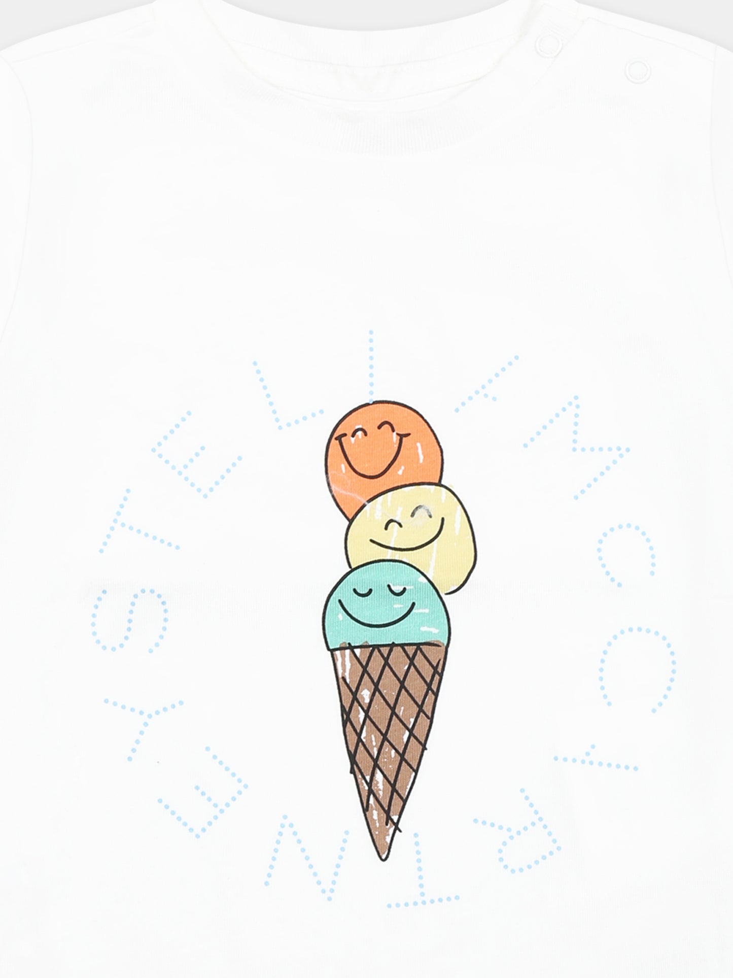 T-shirt bianca per neonata con gelato e logo,Stella Mccartney Kids,TW8601 Z0434 101