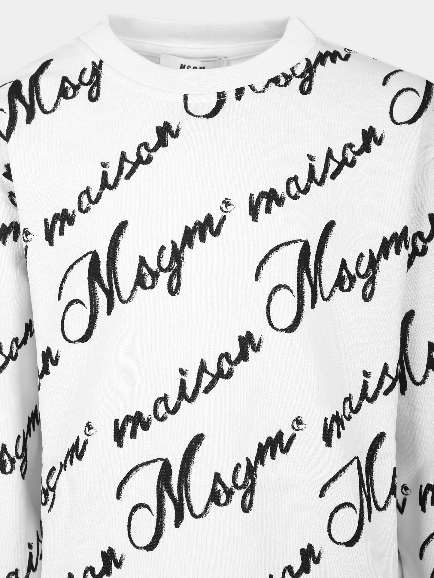 Felpa bianca per bambini con logo nero,Msgm Kids,S4MSJGSW128 BIANCO